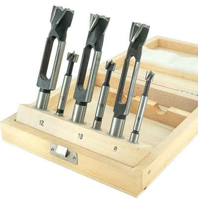 ENT European Norm Tools Holzbohrer »09150 6-tlg. Zapfenschneider und Forstnerbohrer«, (in Holzbox), Ø 8, 10 und 12 mm - Werkzeugstahl