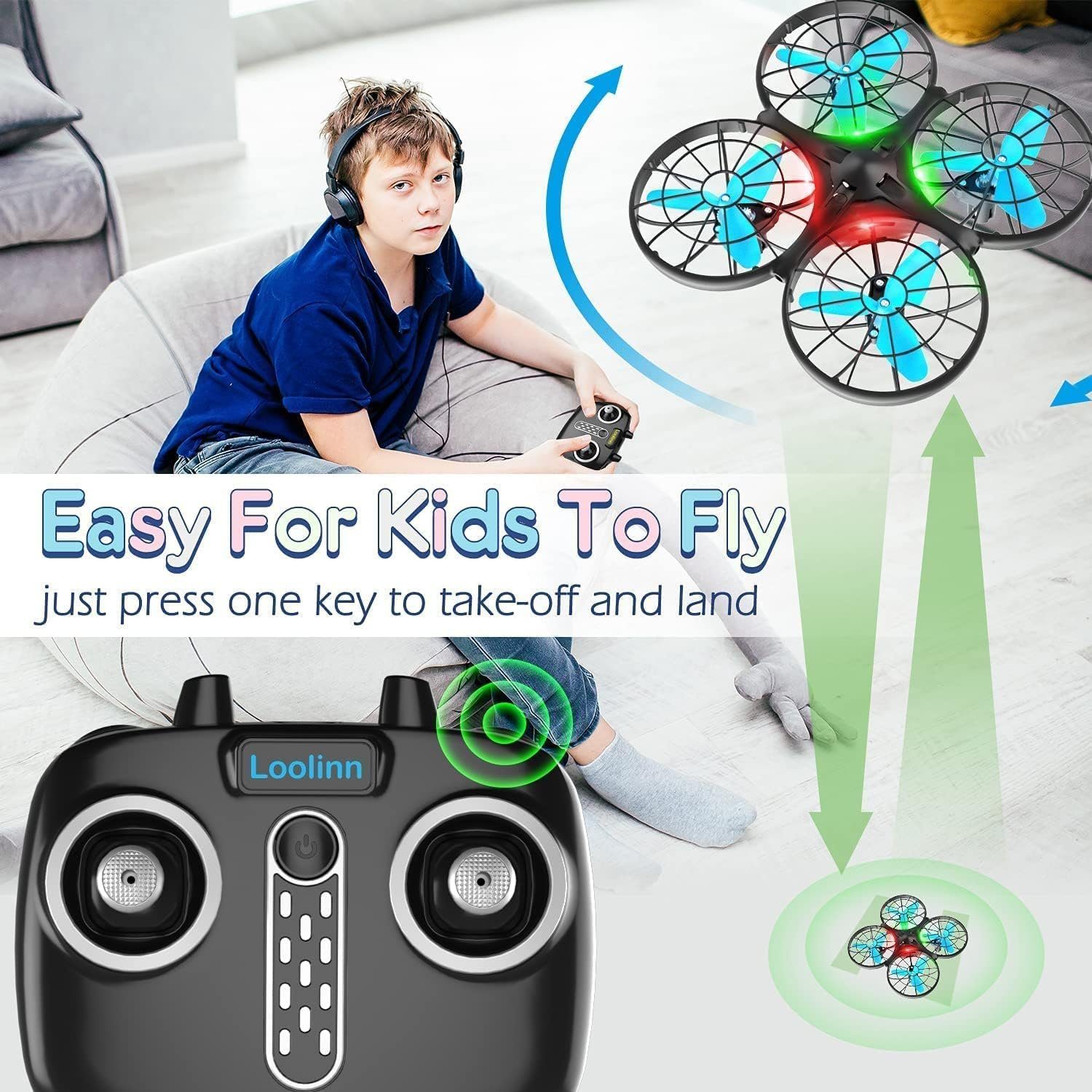 Kinder Drohne 360° RC (Mini Geschenk Flips Antikollision) Loolinn Quadrocopter