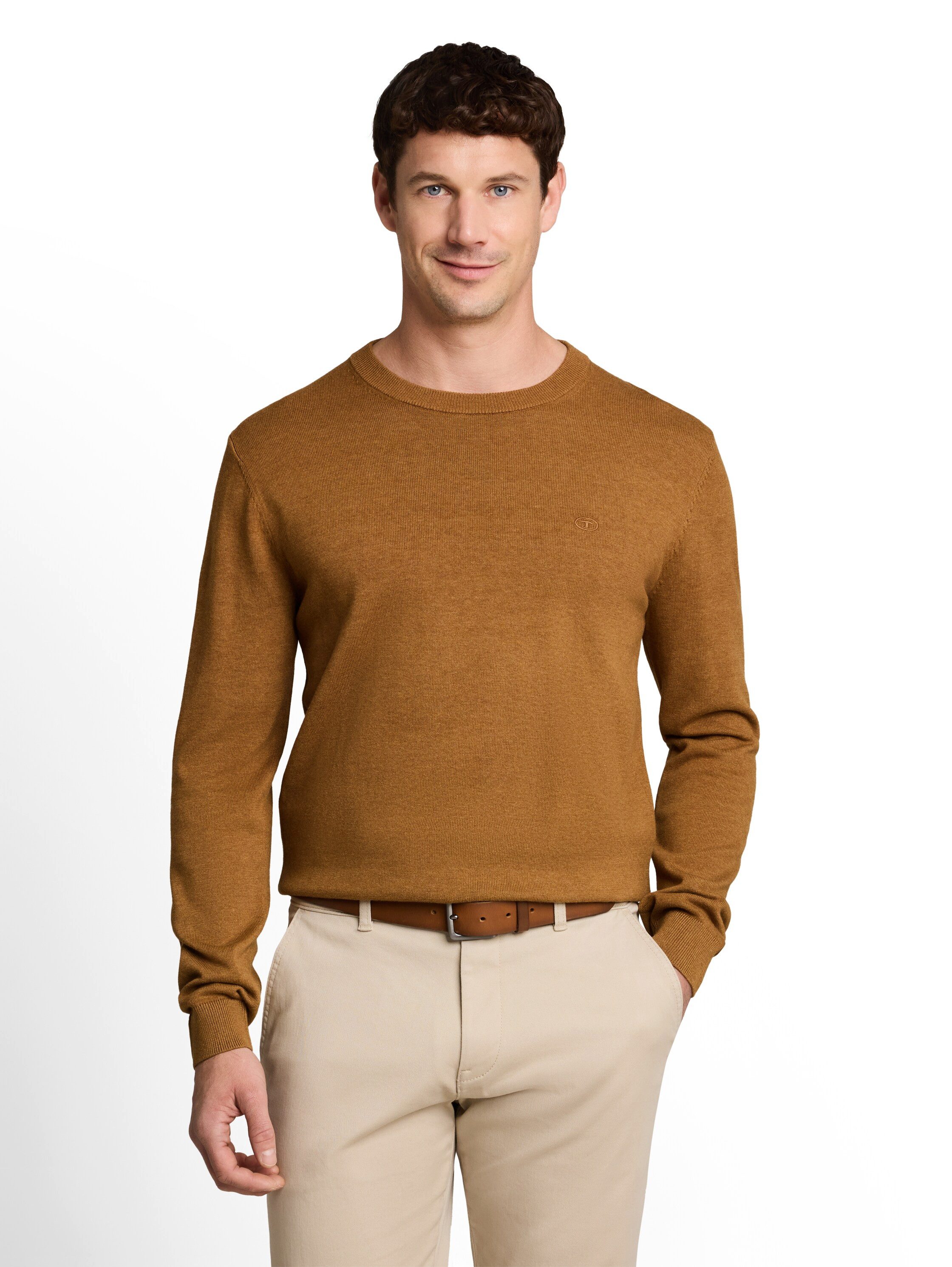TOM TAILOR Rundhalspullover mit Logostickerei