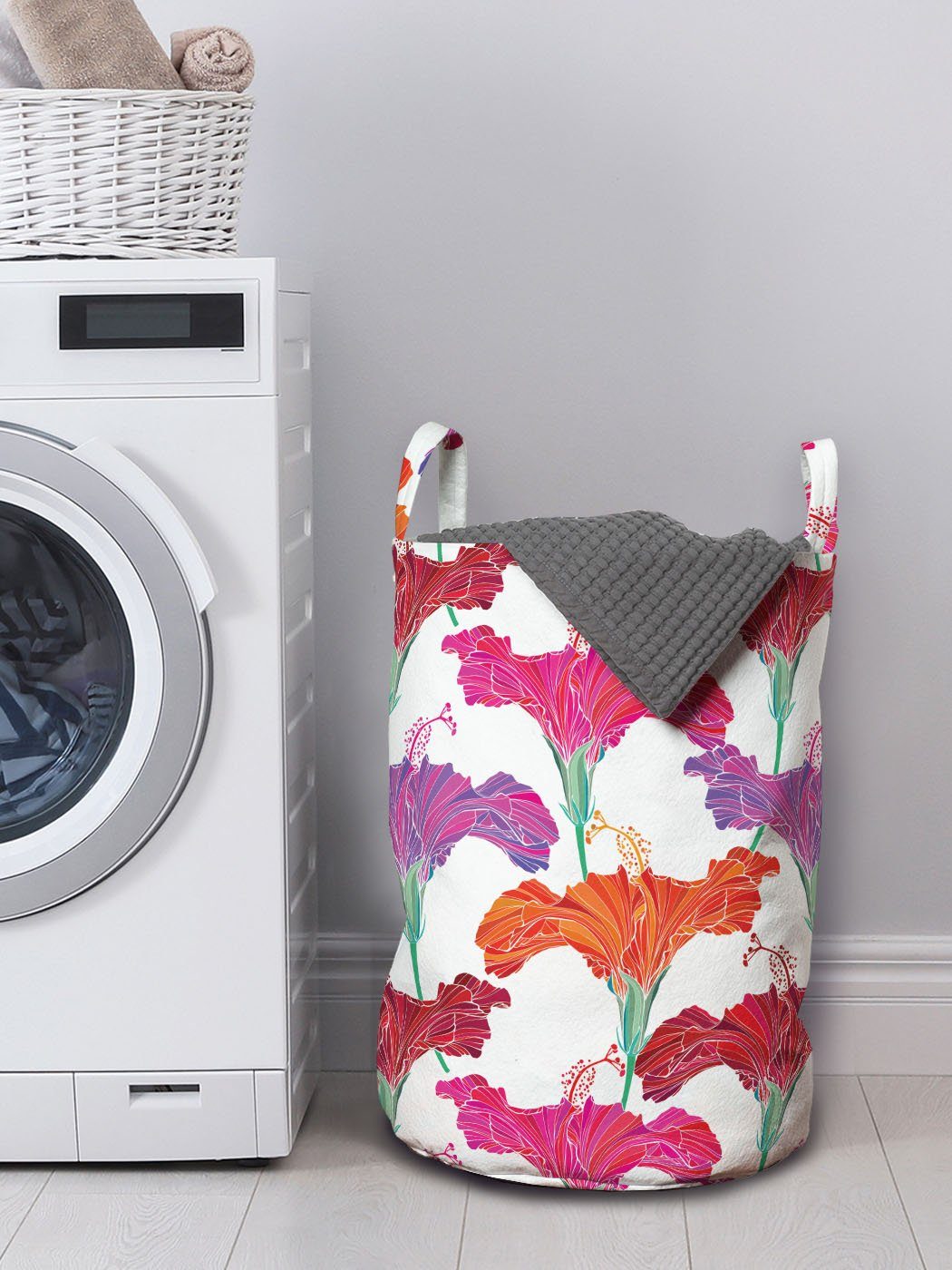 Abakuhaus Hibiskus mit Blumenblätter Waschsalons, Griffen Kordelzugverschluss Wäschesäckchen für Romantische Wäschekorb Entwurf
