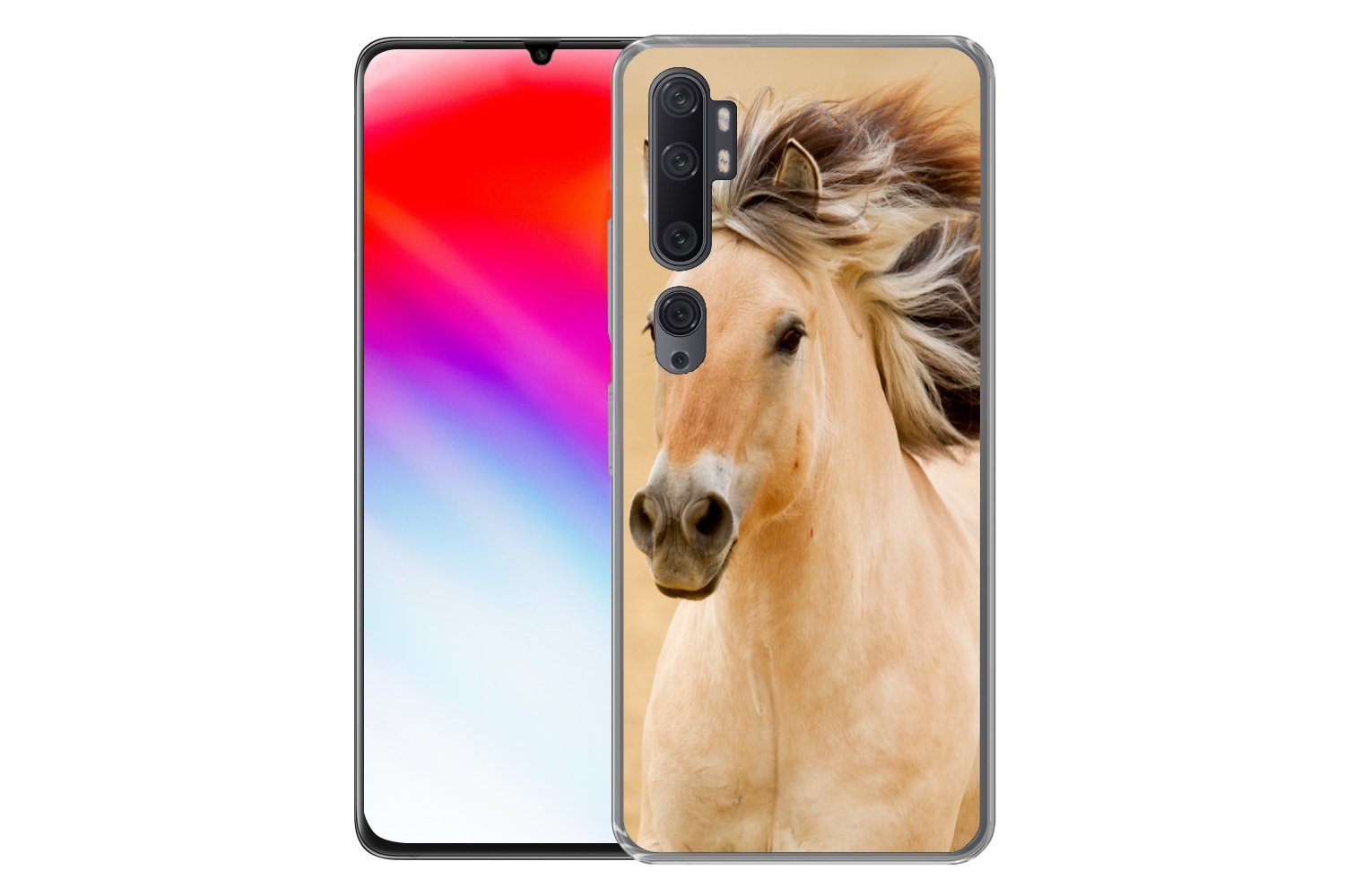 MuchoWow Handyhülle für Xiaomi Mi Note 10 Pferde - Tiere - Mähne - Porträt