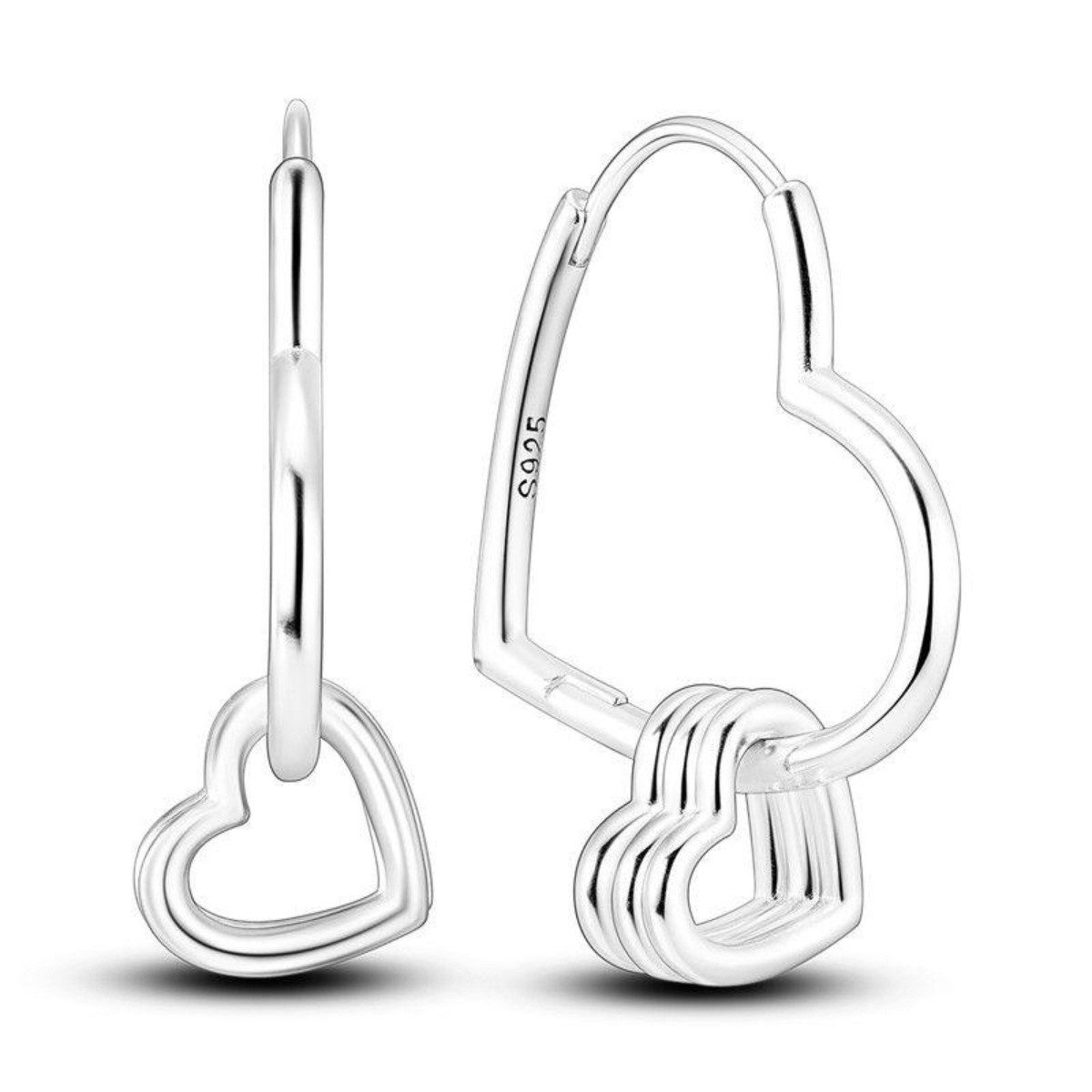 ELLAWIL Paar Creolen Herz Ohrschmuck Damenohrringe Zirkonia Ohrcreolen Herzcreolen (GESCHENKIDEE), inklusive Geschenkschachtel
