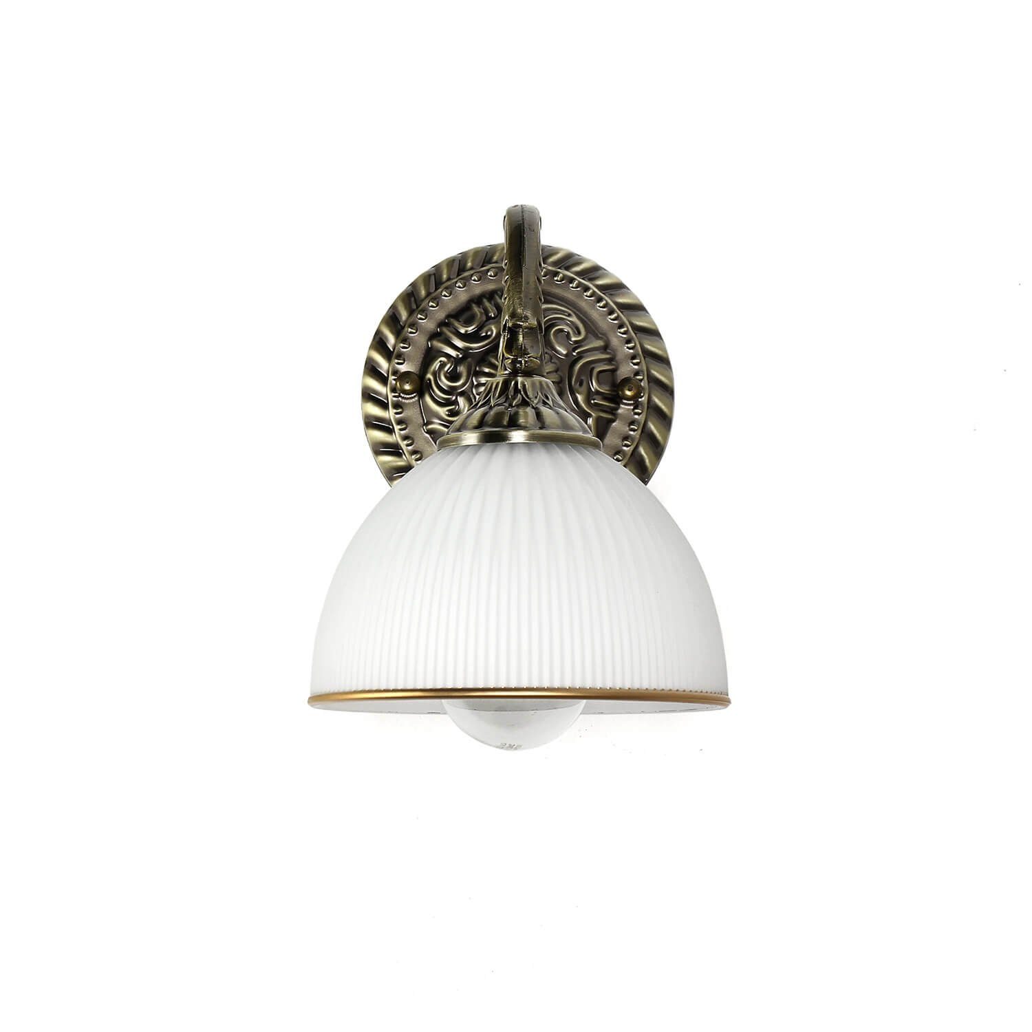 Licht-Erlebnisse Wandleuchte LOUIS, ohne Leuchtmittel, Wandlampe Glasschirm Jugendstil in Messing Leuchte