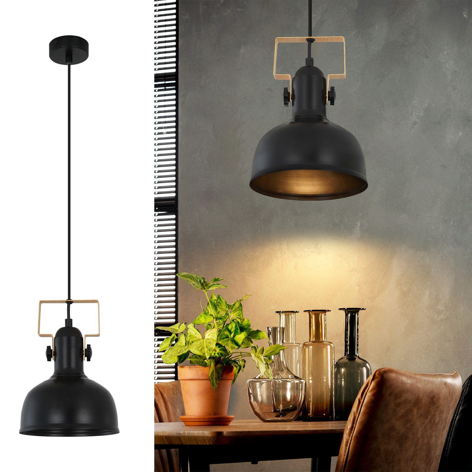 Nettlife Pendelleuchte Esstisch Schwarz Vintage E27 1/3 Flammig Kronleuchte günstig online kaufen