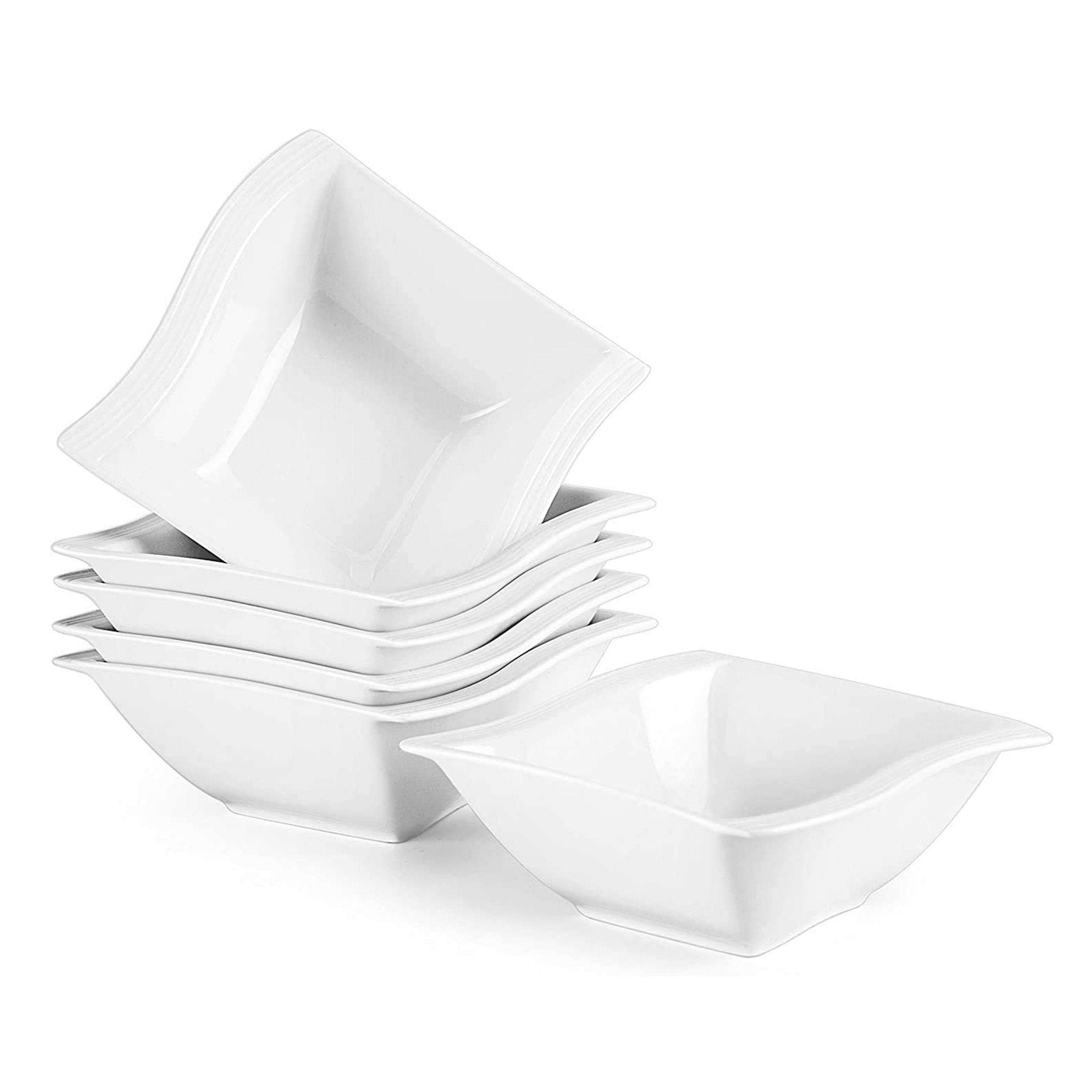 MALACASA Schale 6tlg Schale Set FLORA für 6, Weiß Porzellan Müslischale, (6-tlg)