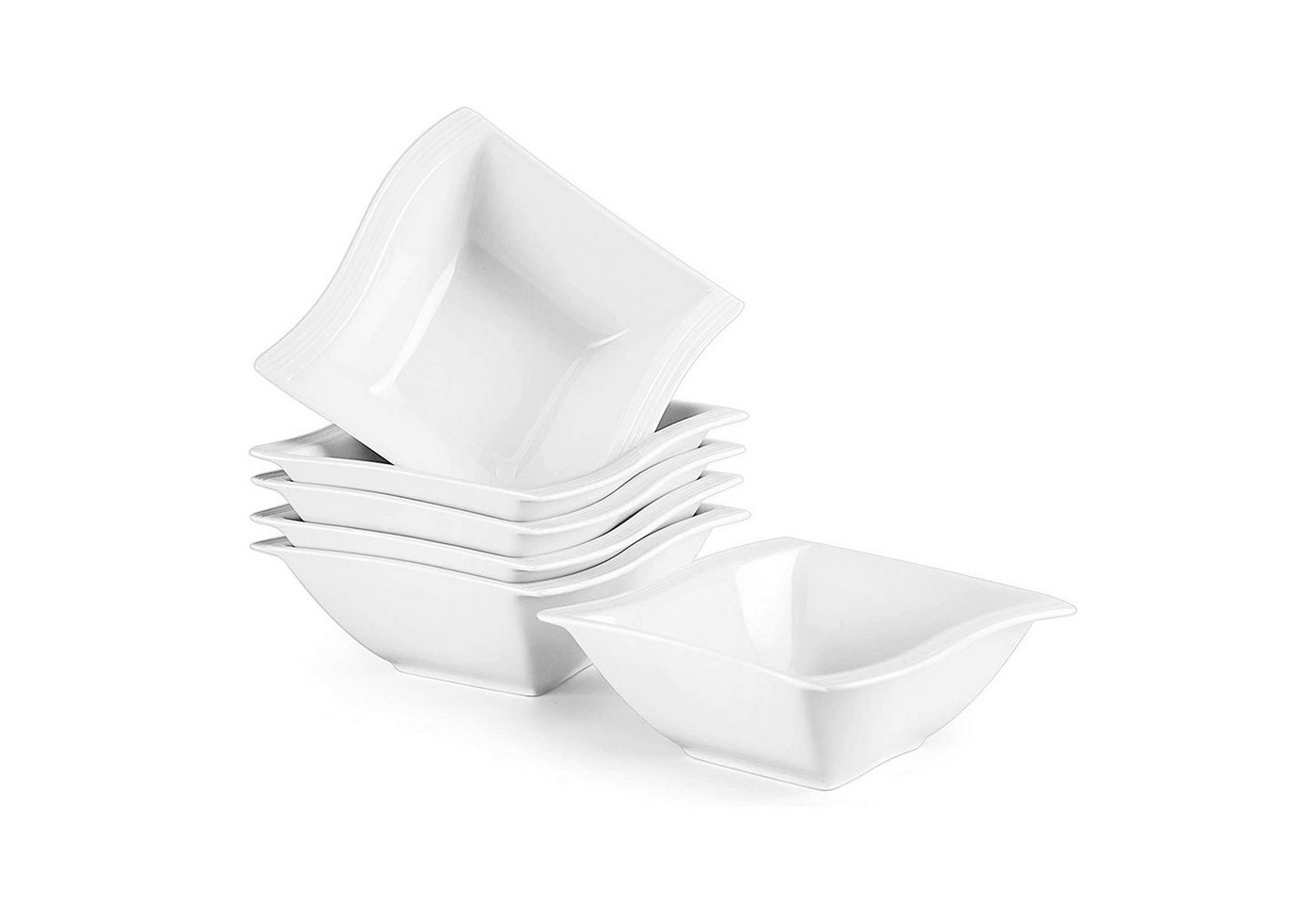 MALACASA Schale 6tlg Schale Set FLORA für 6, Weiß Porzellan Müslischale, (6-tlg)