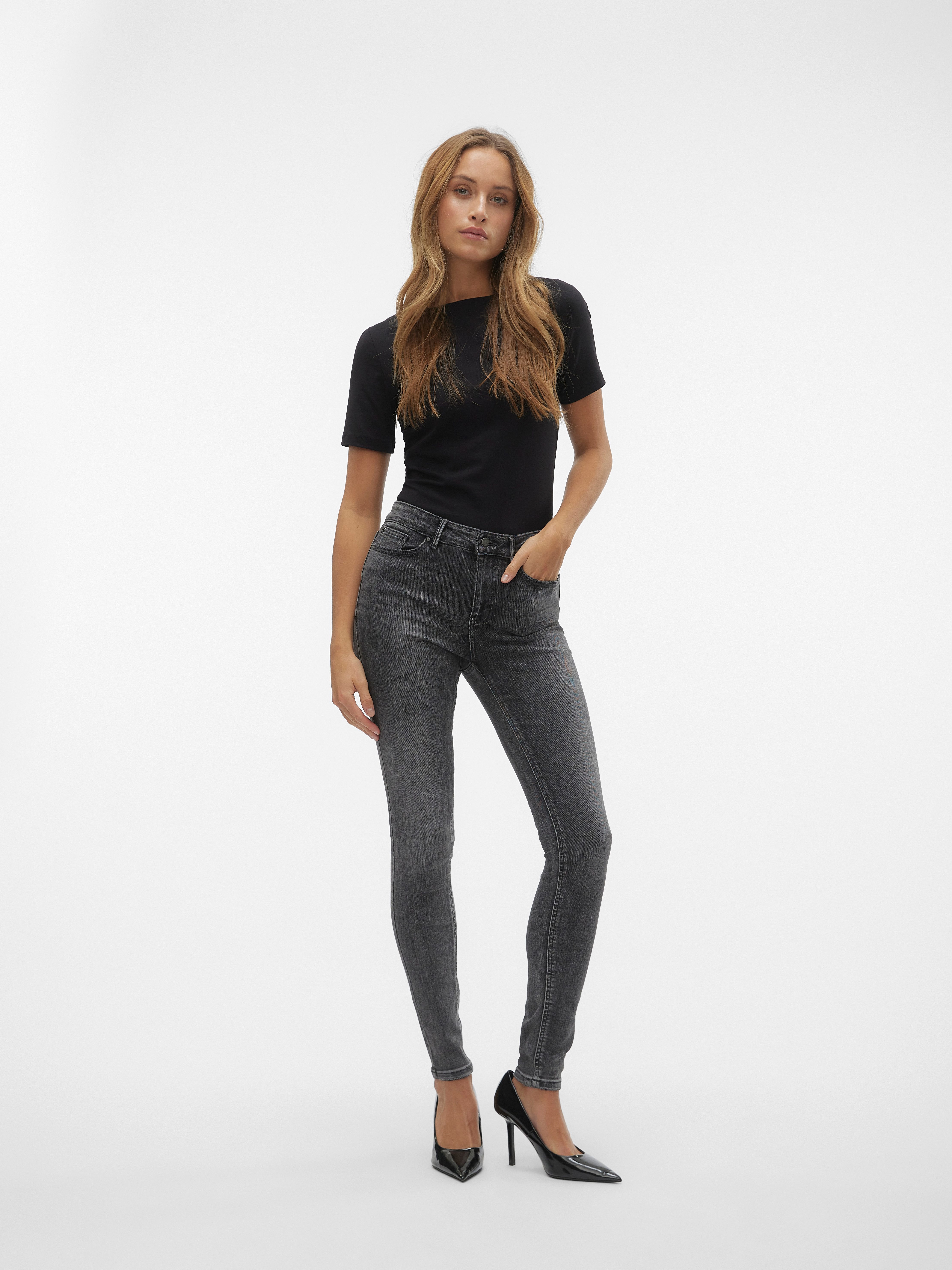 Vero Moda Skinny-fit-Jeans VMFLASH MR SKINNY JEANS LI213 NOOS Baumwollmischung mit Stretch, regular waist, skinny fit