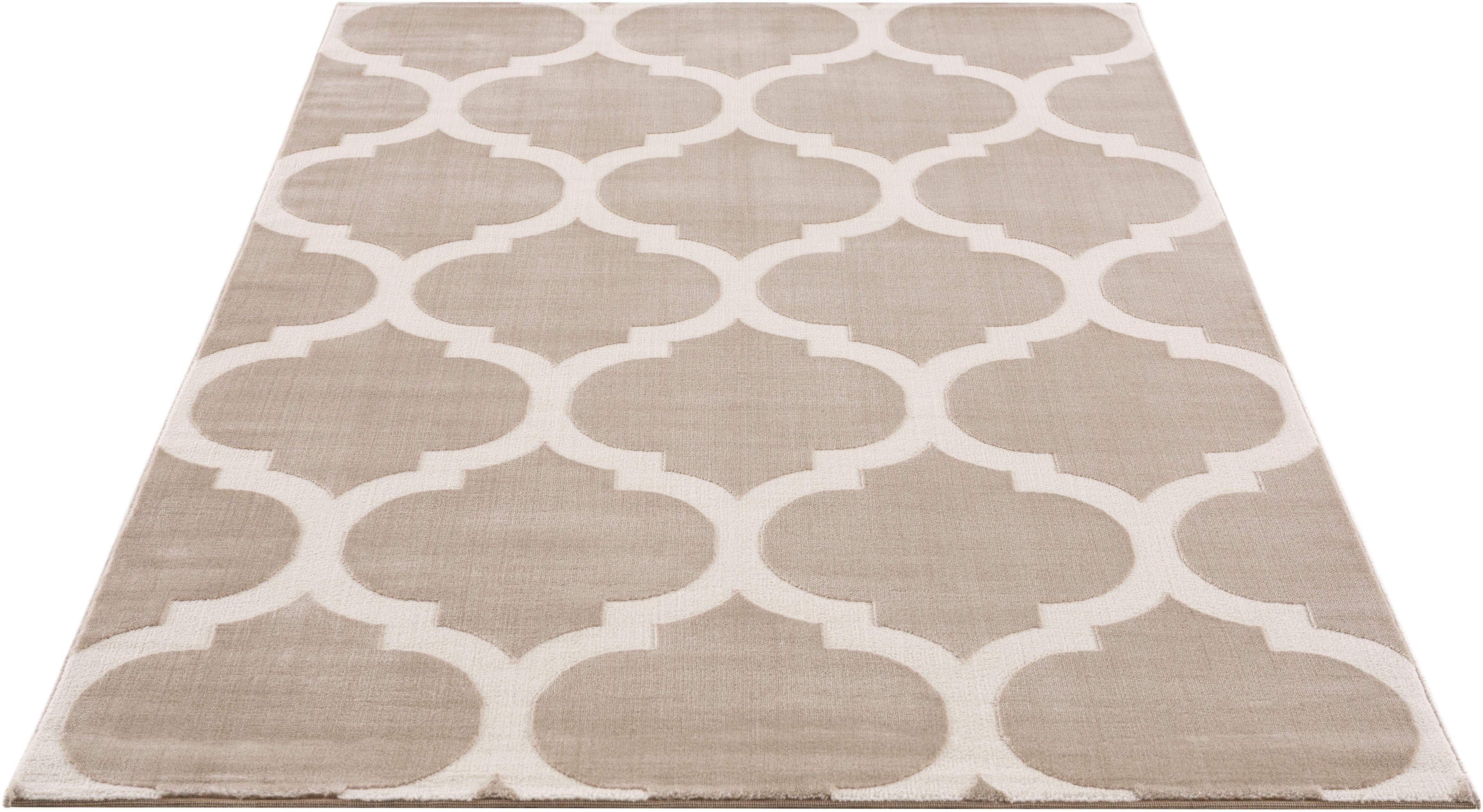 Home affaire Teppich Fenris, rechteckig, Höhe: 12 mm, Konturenschnitt, 3D-Design, flacher Teppich, Kurzflor, weich, elegant