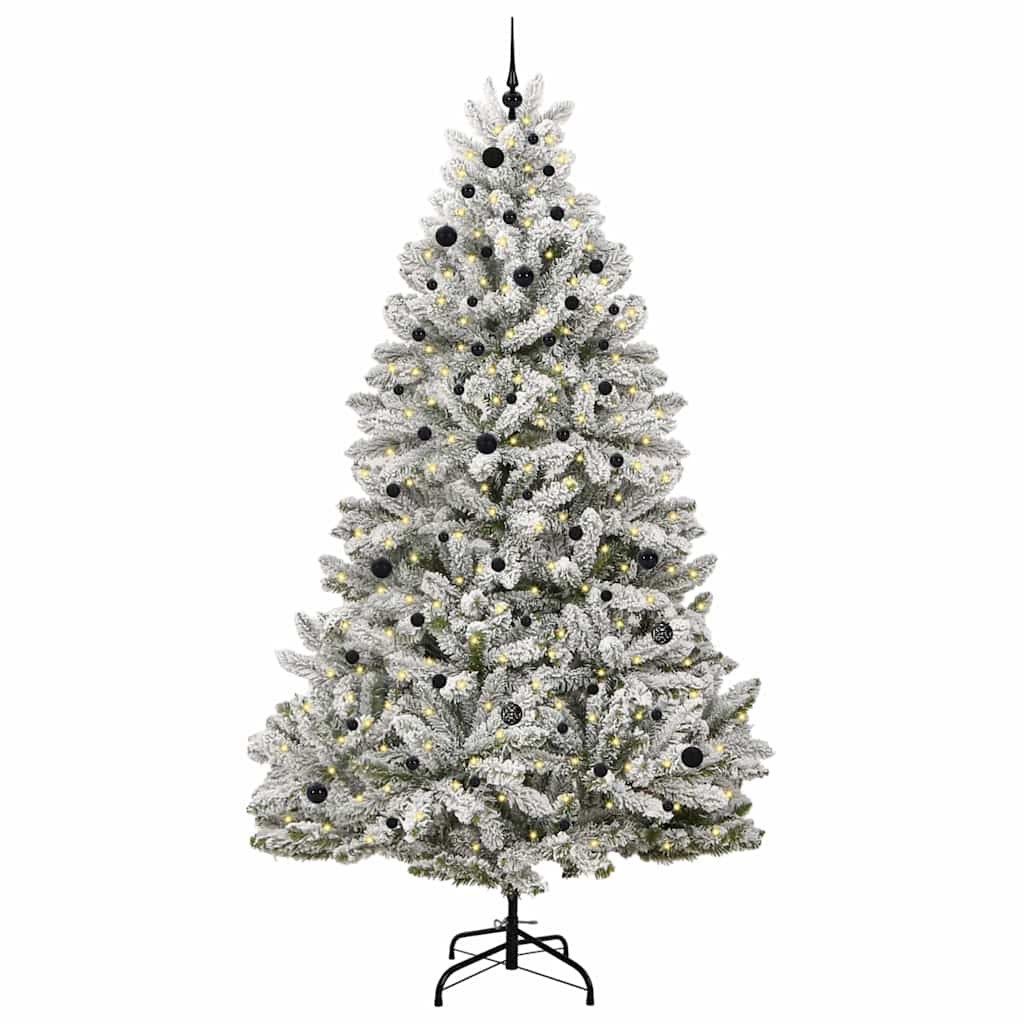 furnicato Künstlicher Weihnachtsbaum Grün und Weiß 270 cm PVC und Metall