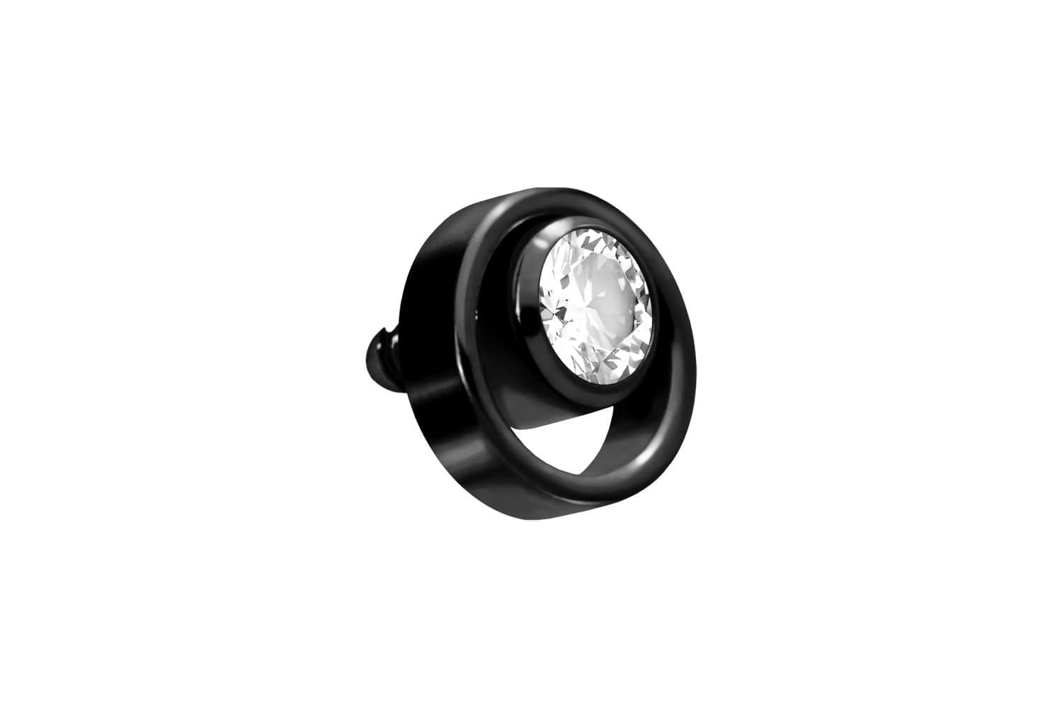 Piercing-Set Titan Schraubaufsatz mit Außengewinde RING + KRISTALL