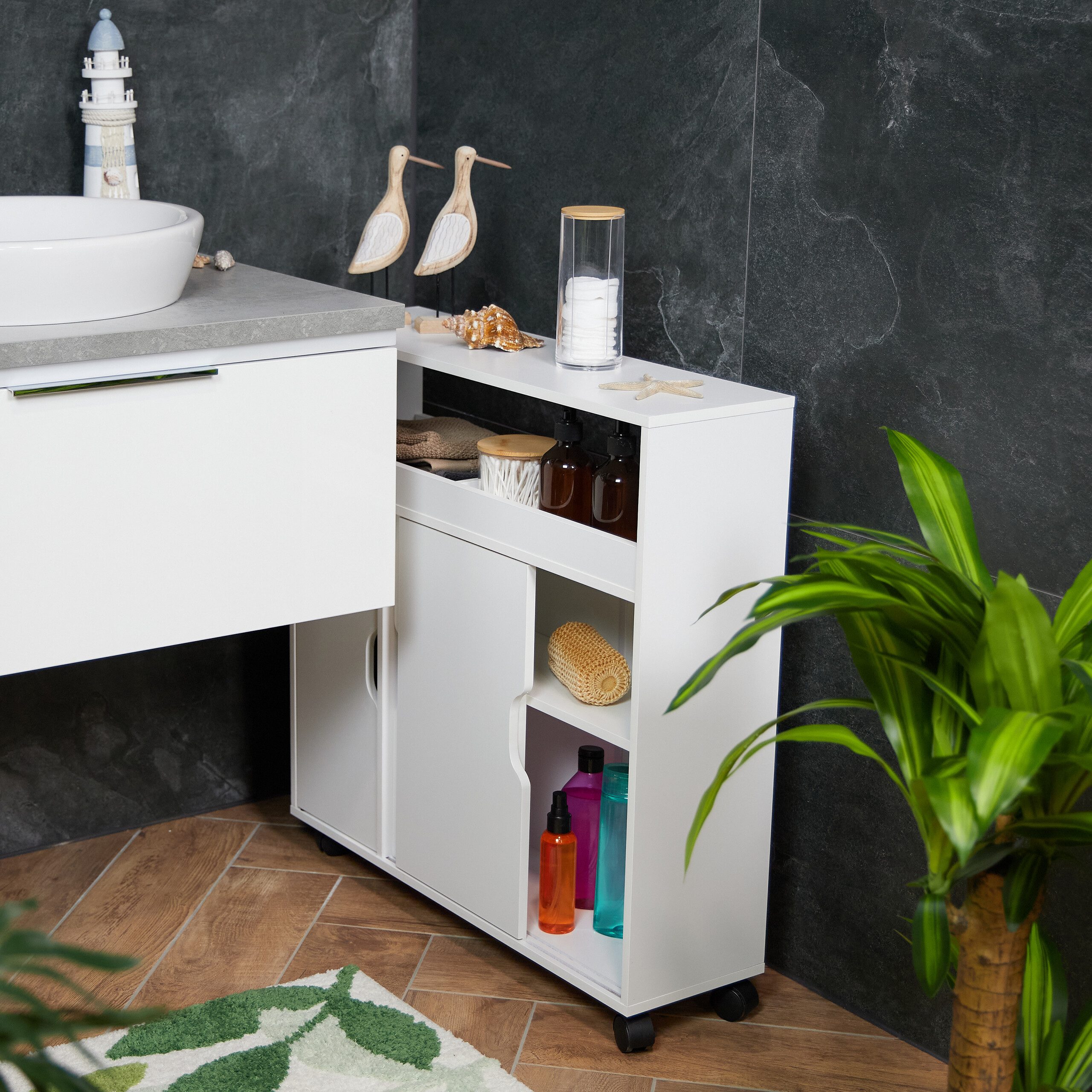 relaxdays Badregal Nischenschrank mit offenen Ablagen günstig online kaufen