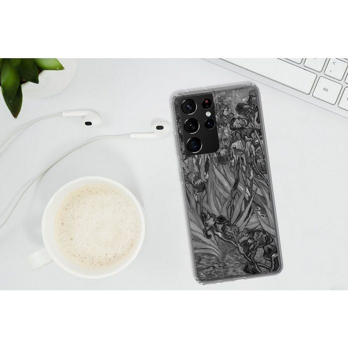 MuchoWow Handyhülle Schwertlilien - Vincent van Gogh - Schwarz und weiß Phone Case Handyhülle Samsung Galaxy S21 Ultra Silikon Schutzhülle