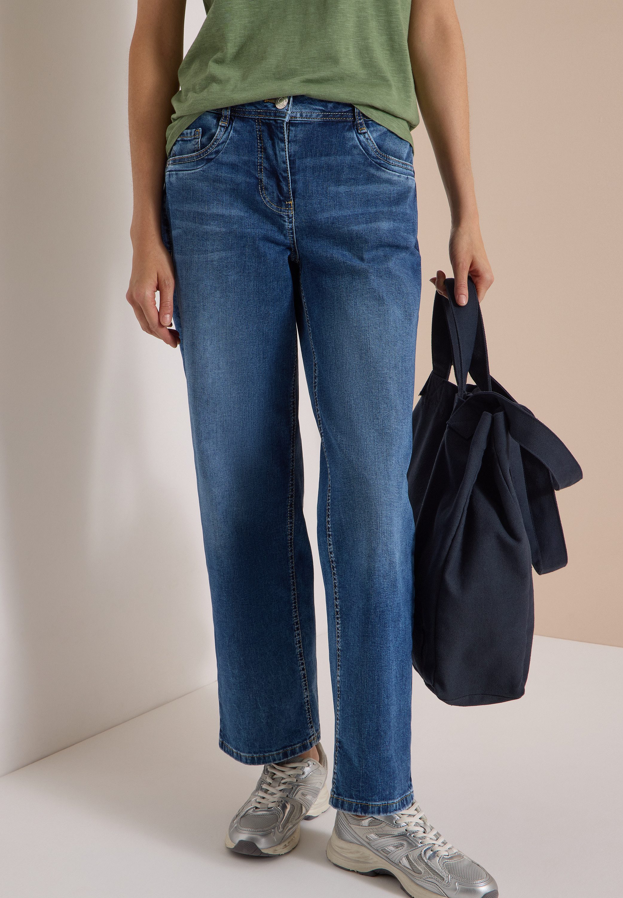 CECIL Weite Jeans Style Neele mit Turn-Up im Leo-Look