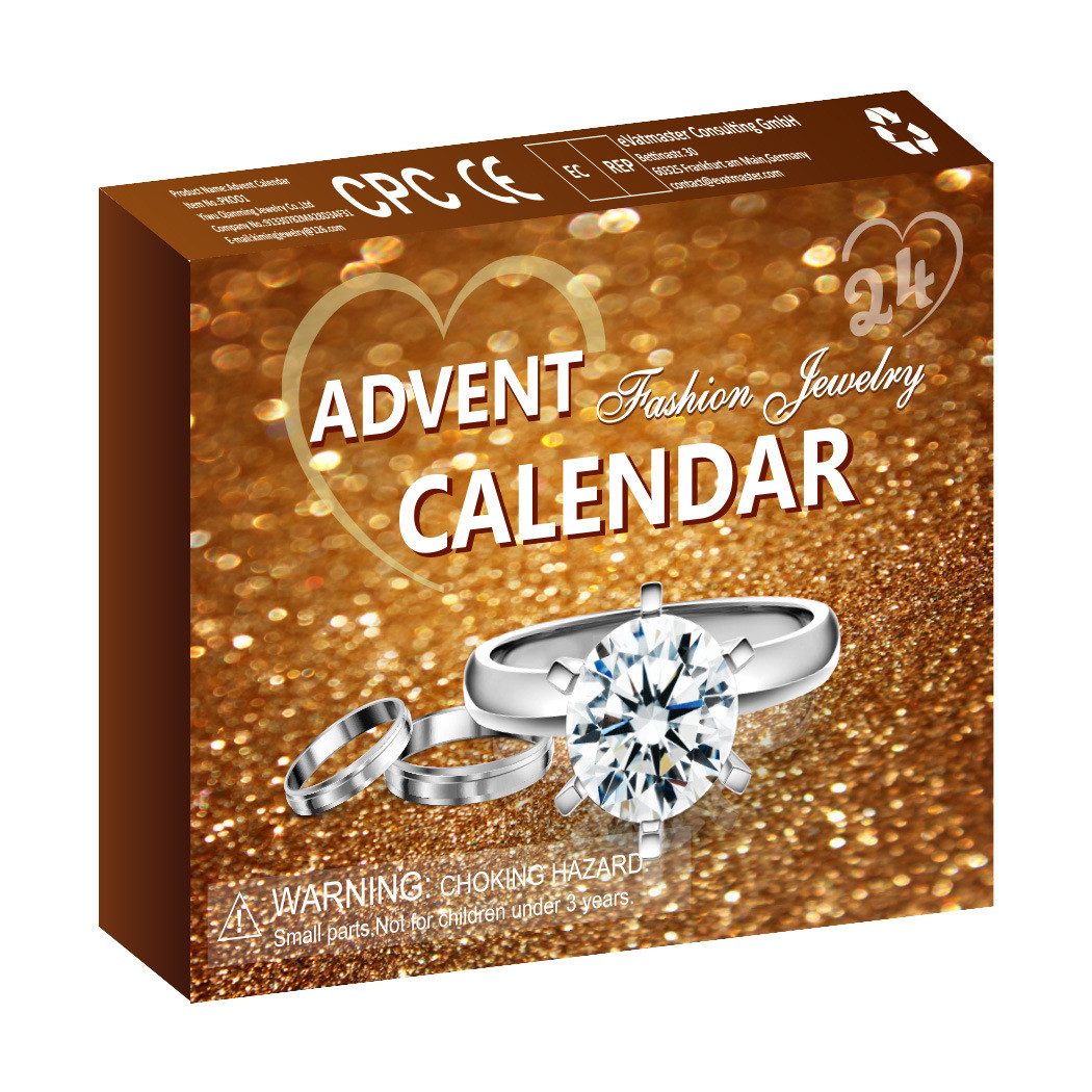 CLTYQ Adventskalender 2025 Schmuck Adventskalender für Frauen Mädchen, Weihnachtskalender, mit Ring, Halskette und Ohrringe Weihnachtsgeschenke
