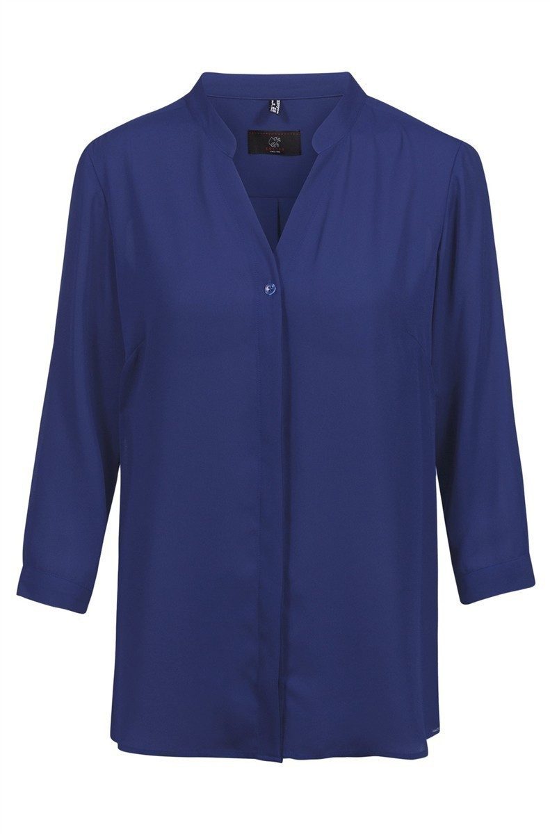 Langarmbluse Greiff CHIFFON Damen Chiffon-Bluse 3/4-Arm V-Neck Regular Marine 40