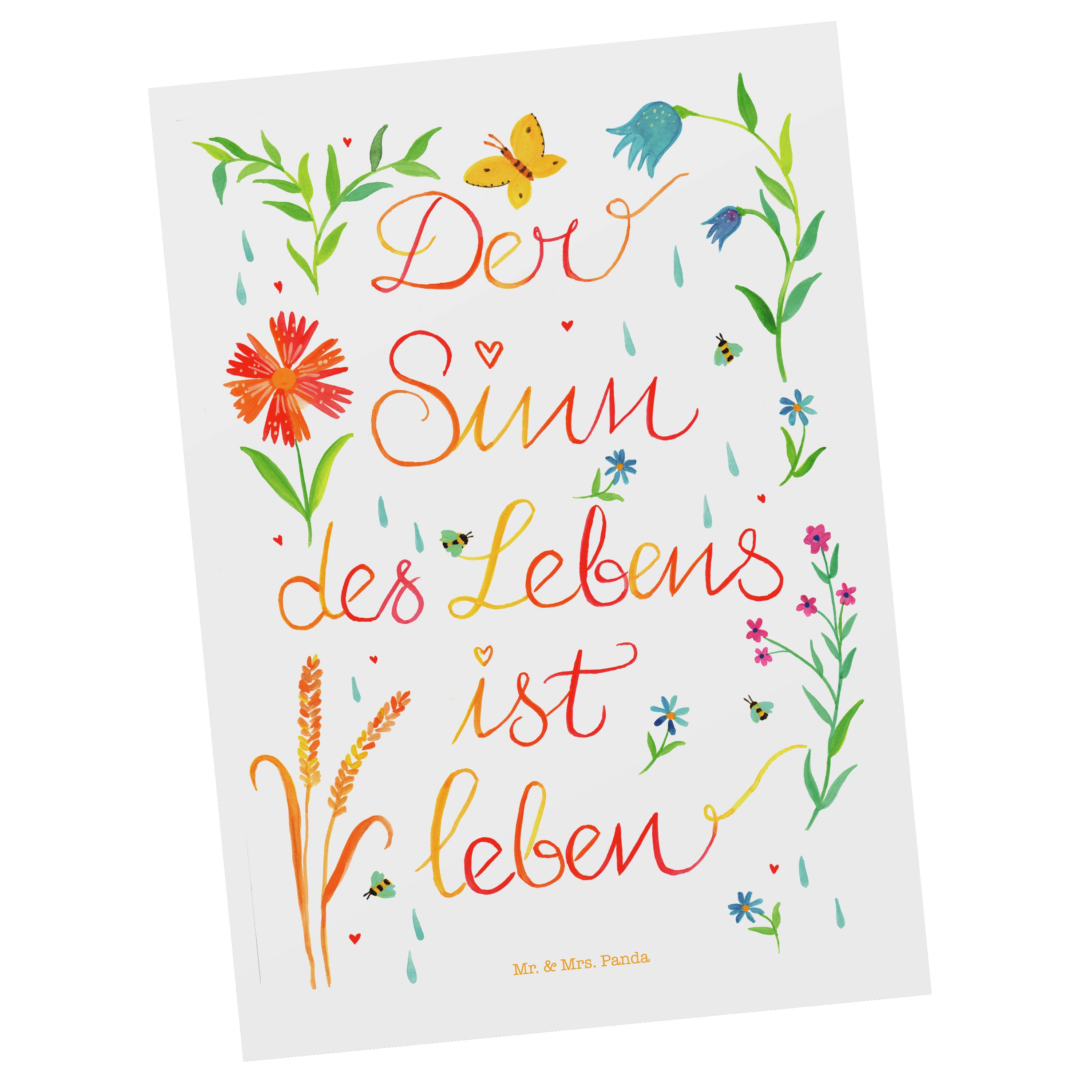 Mr. & Mrs. Panda Postkarte »Sinn des Lebens Zitat, Caspar