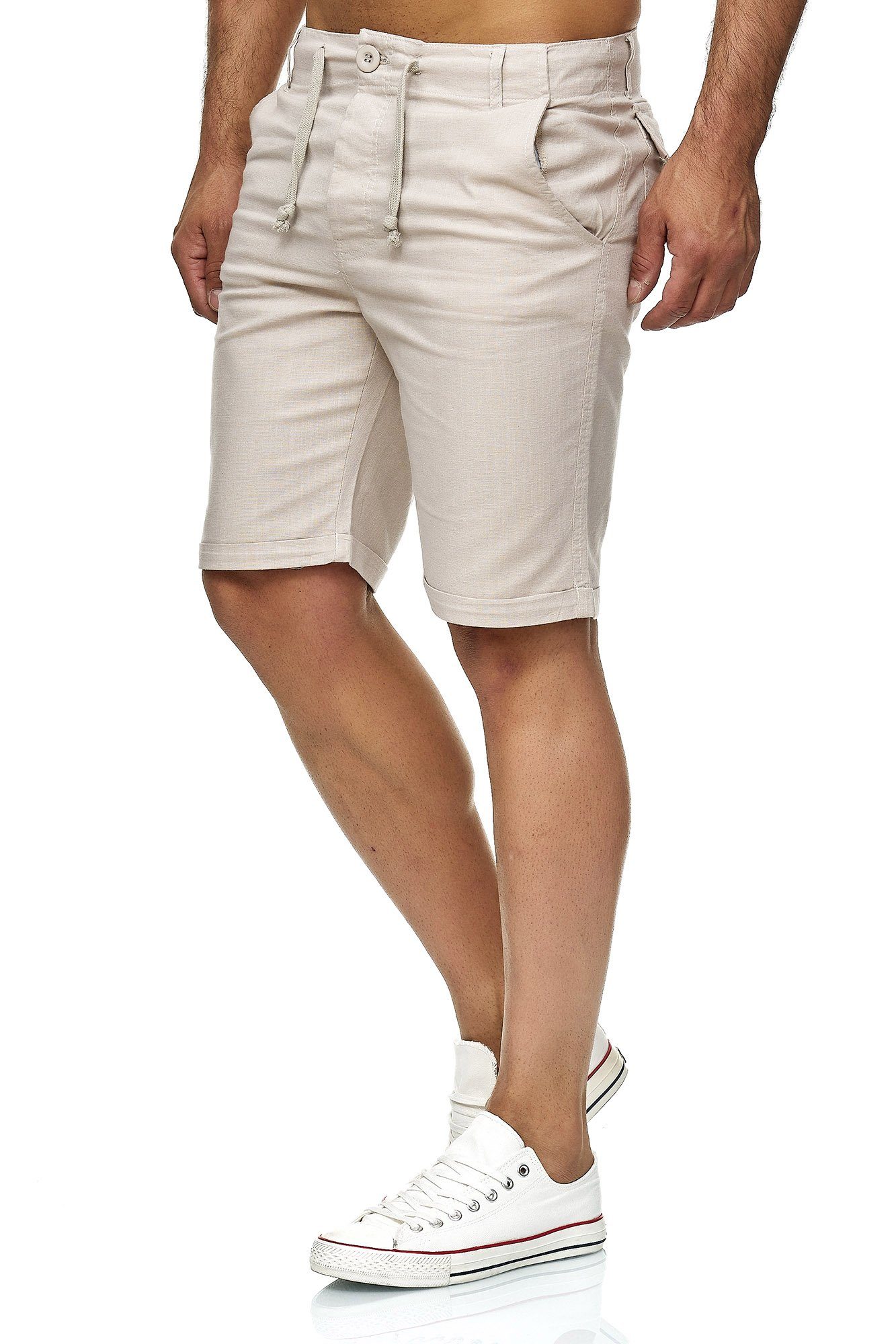 Reslad Leinenhose Reslad Leinenhose Herren Männer Leinen-Shorts Strandhose Freiz Hose lässige Leinen-Look beige Kurze kurze im Männer (1-tlg)