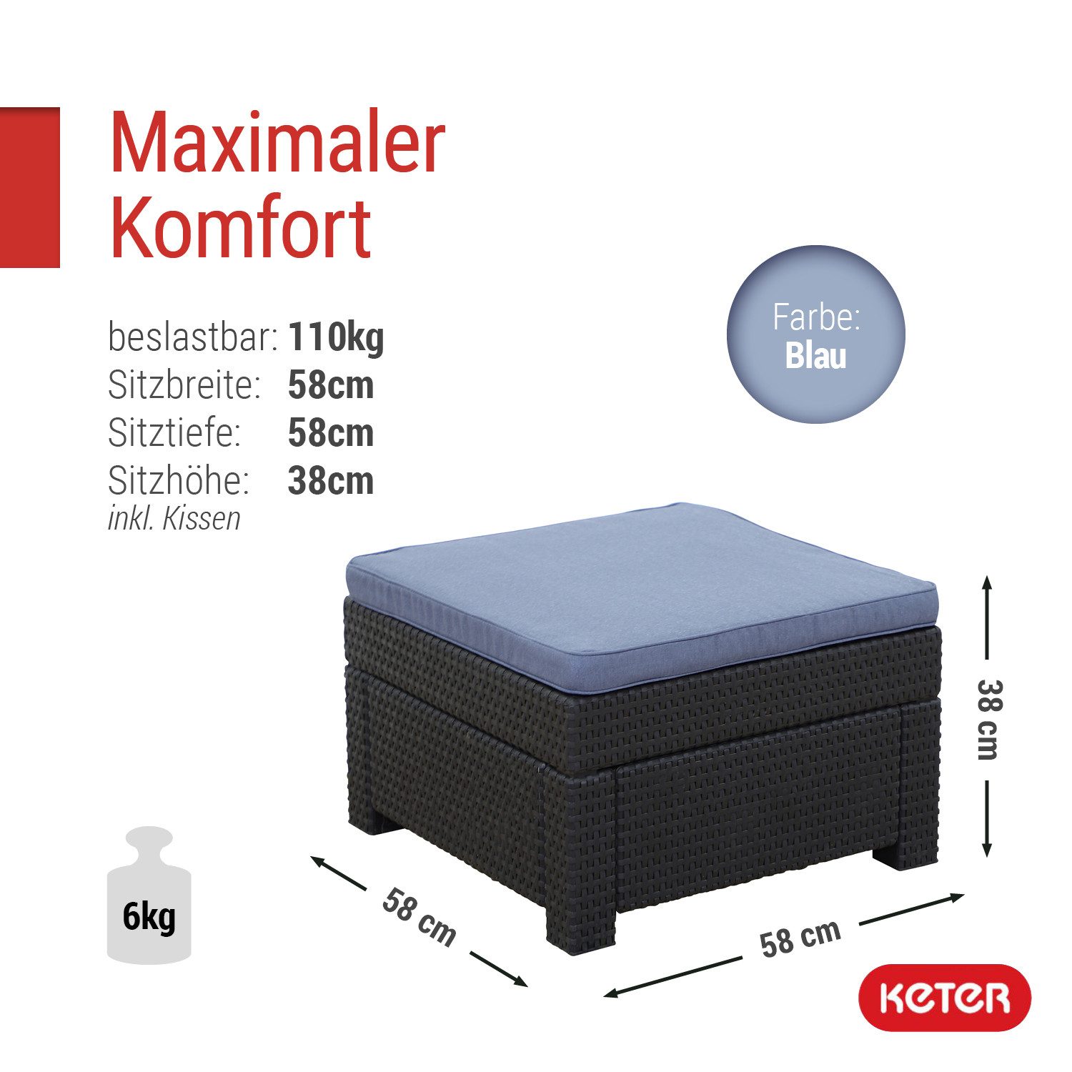 Keter Gartenlounge-Hocker Provence Hocker anthrazit mit günstig online kaufen
