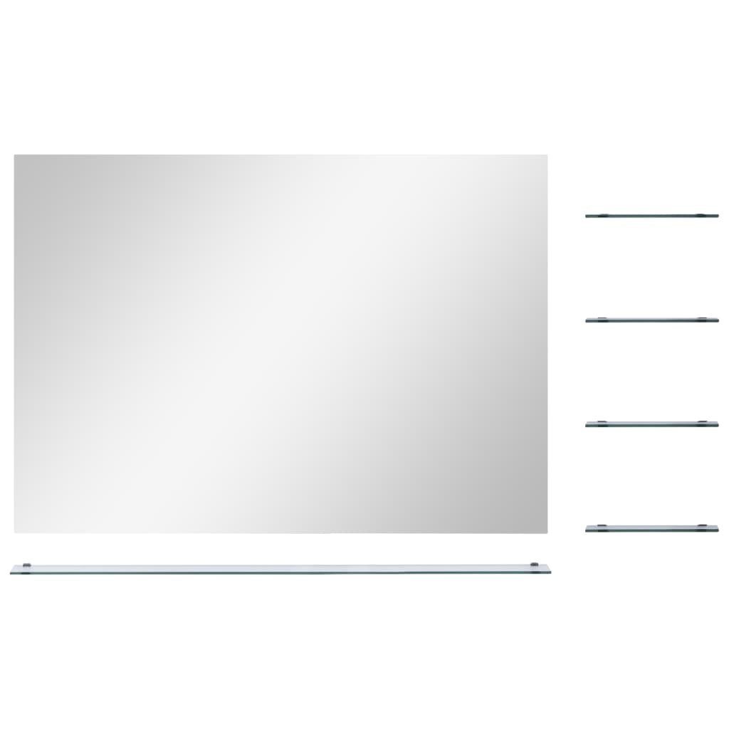vidaXL Spiegel 80 x 60 cm 5 shelves Wandspiegel mit 5 Ablagen Silbern 80x60 cm