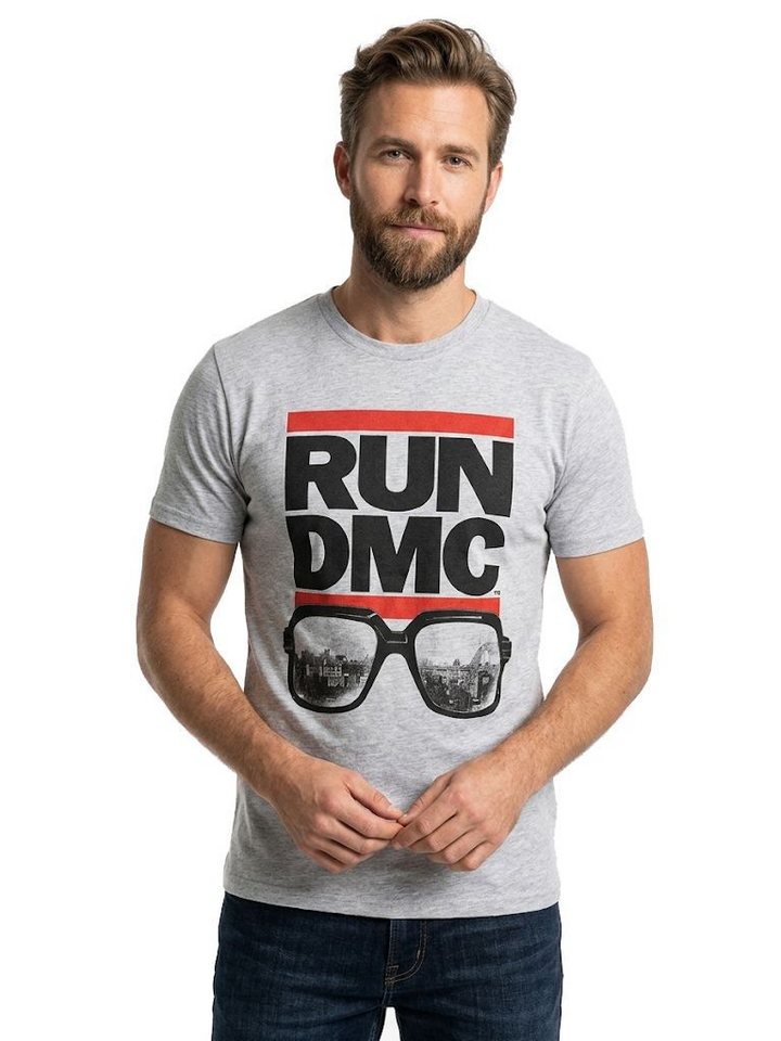 coole-fun-t-shirts Print-Shirt Run-DMC T-Shirt Hellgrau Meliert Official Rock Off S–2XL RUN DMC Festival Shirt Bandshirts Concert