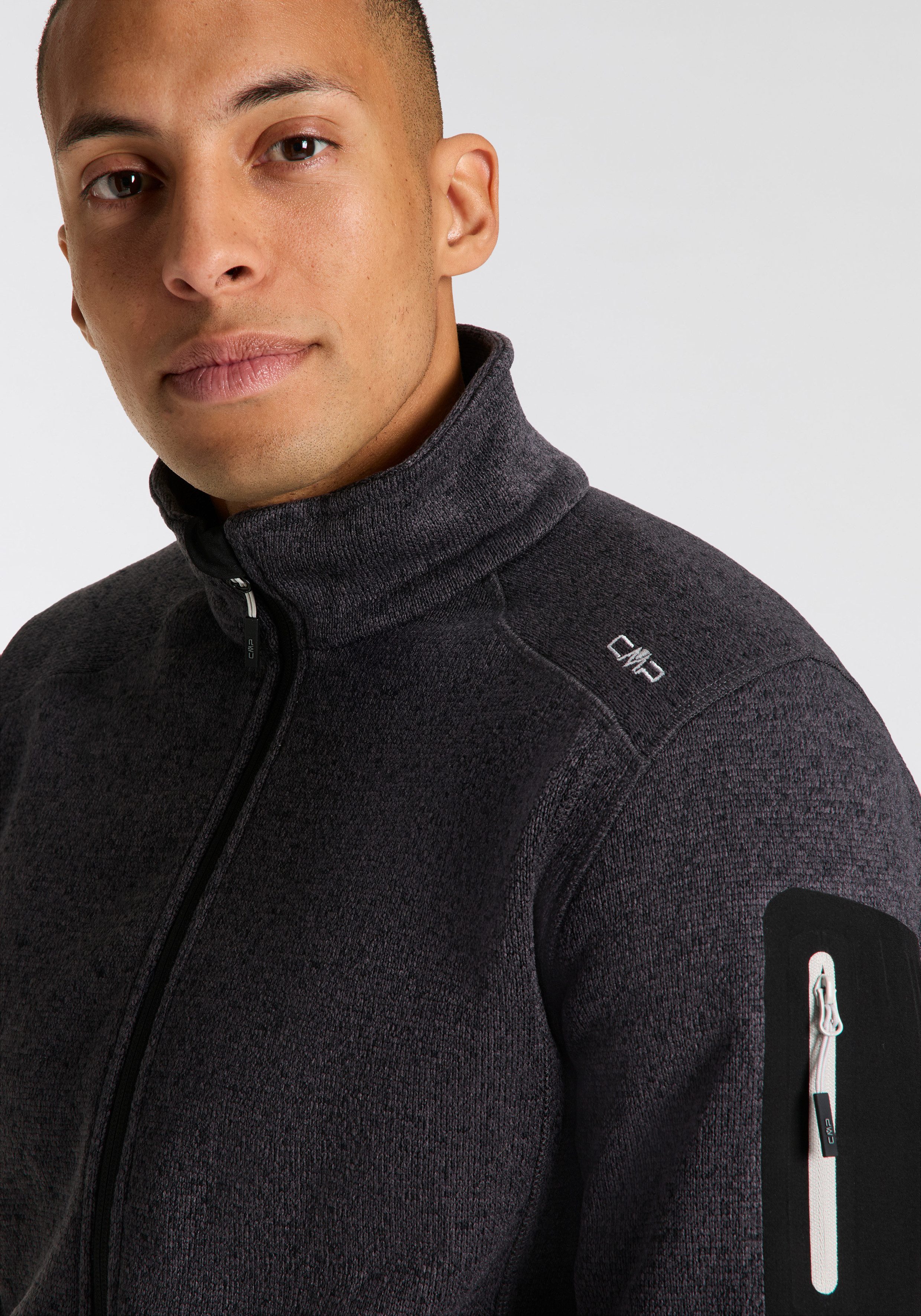 CMP Strickfleecejacke MAN JACKET atmungsaktiv, schnell trocknend, wärmend, Übergangsjacke