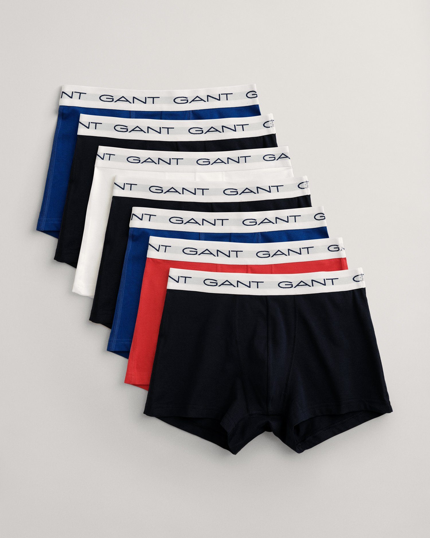 7-PACK Gant 7) Boxershorts mit blau-weiß-schwarz-rot TRUNK Logobund 7-St., elastischem (Packung,