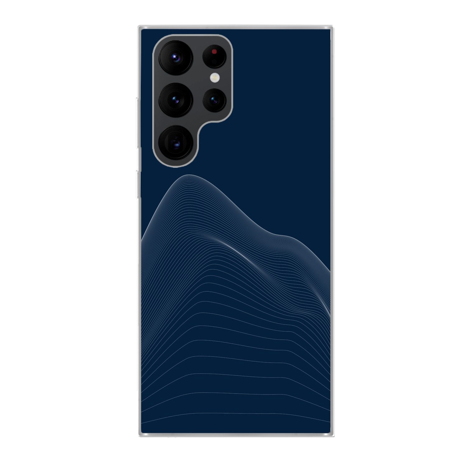 MuchoWow Handyhülle für Samsung Galaxy S22 Ultra Linien - Abstrakt - Blau - Weiß, Phone Case, Silikon, Schutzhülle Dünn