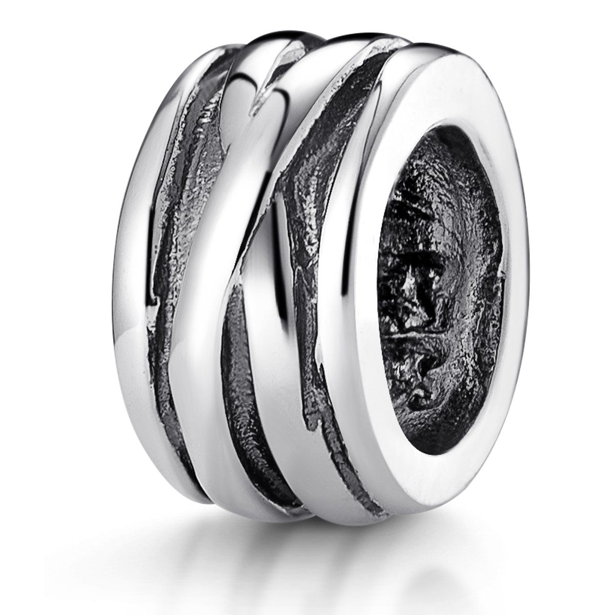 Materia Bead Silber Spacer Zwischenelement Unisex Knoten antik 631, 925 Sterling Silber, geschwärzt