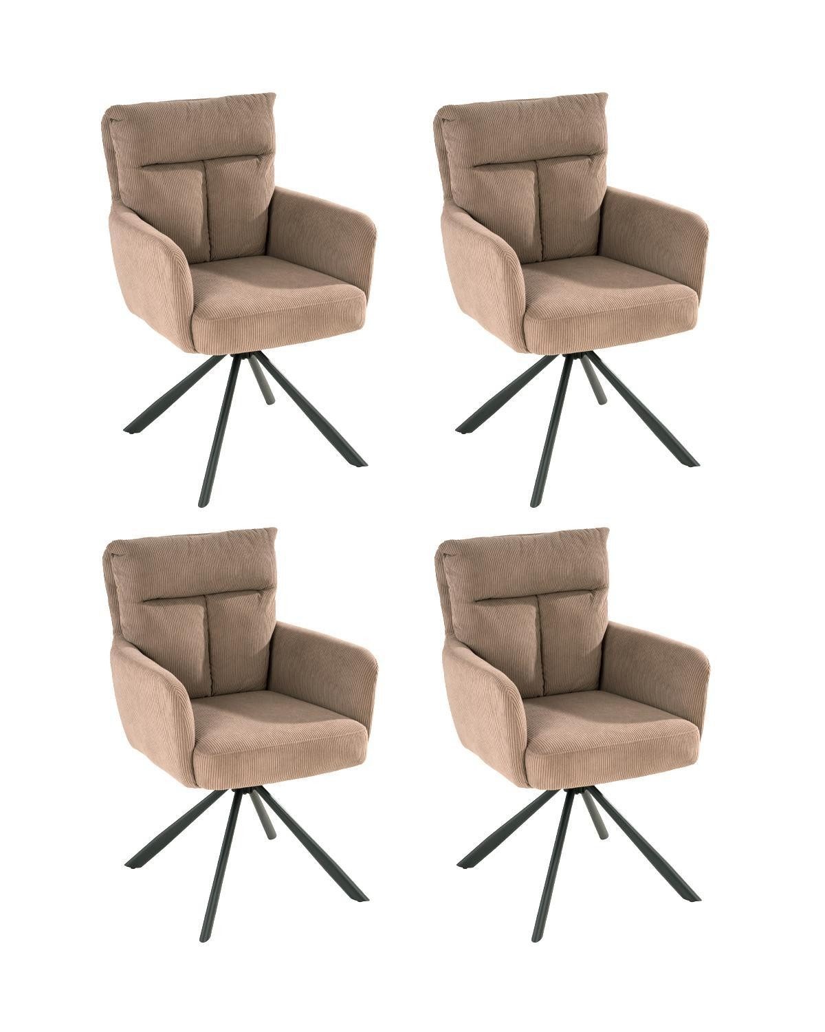 Polsterstuhl, Beige, Cordbezug, Metallgestell