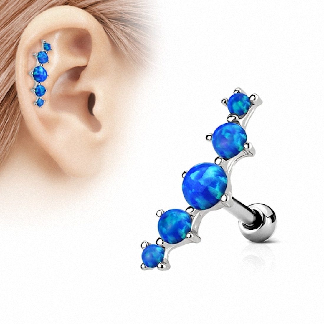 Piercing-Set Tragus Piercing Stecker mit 5 Opal Steinen