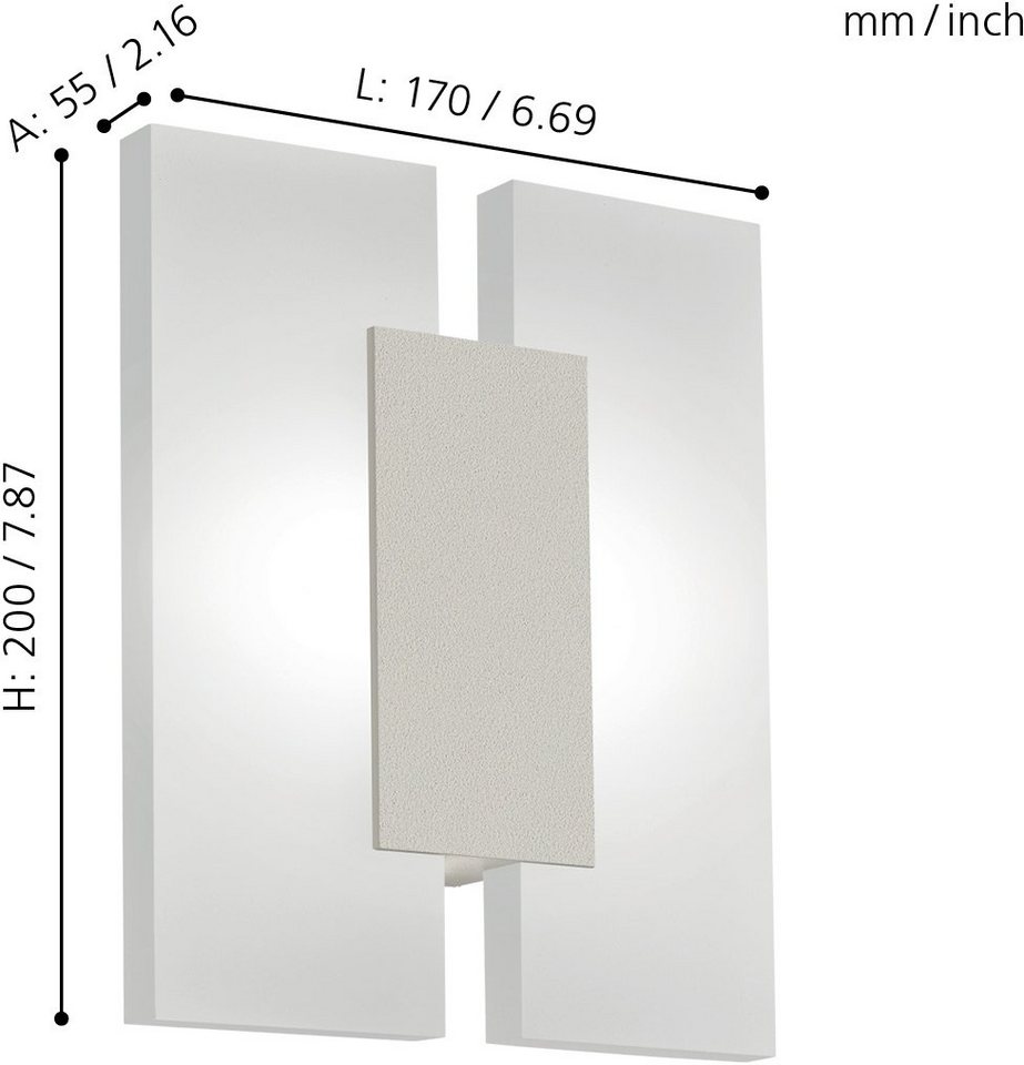 EGLO Deckenleuchte METRASS 2, LED fest integriert, Warmweiß, Deckenlampe,  Große Energieeinsparung aufgrund LED Technik