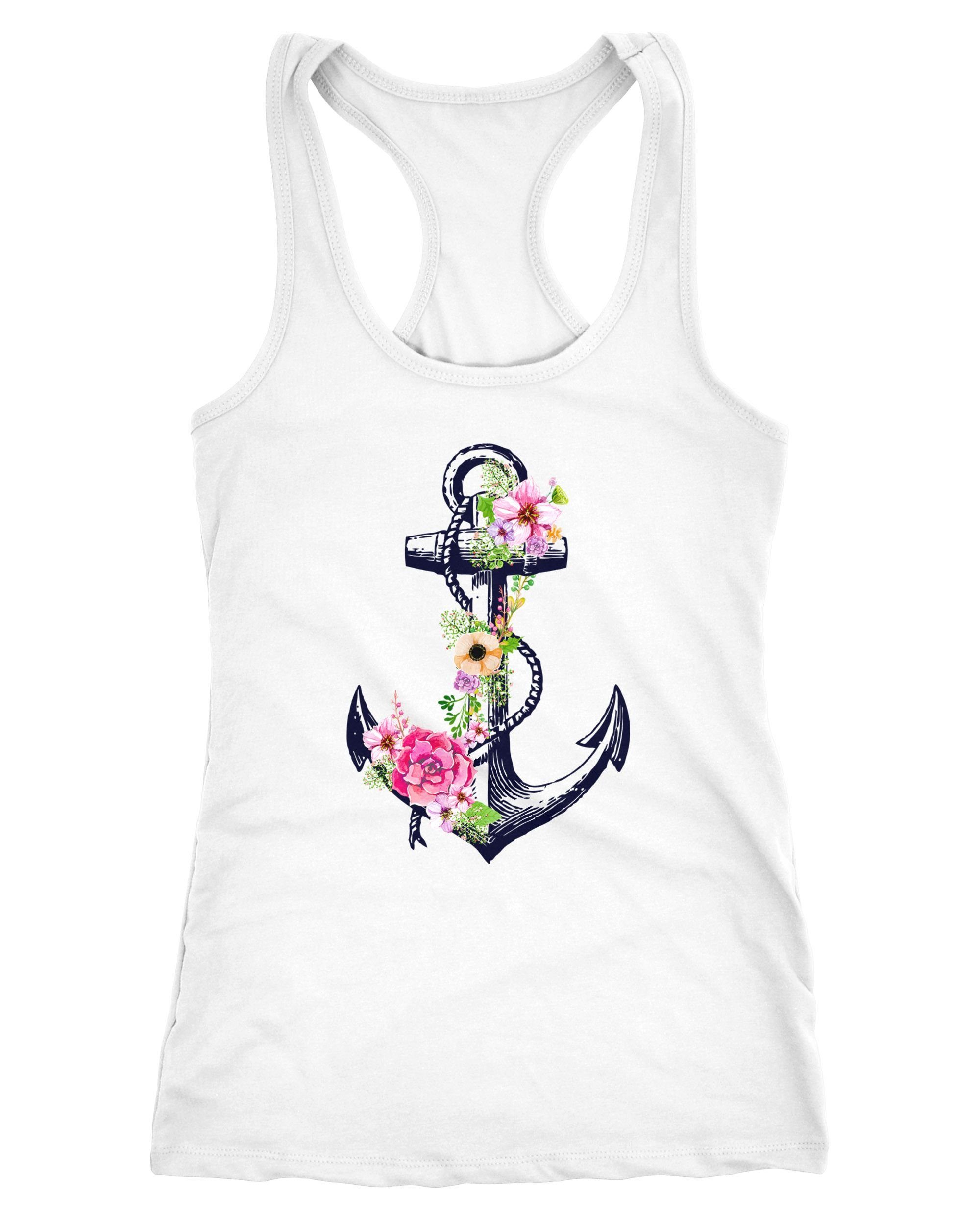 Neverless Tanktop Damen Tank-Top Blumen Anker günstig online kaufen