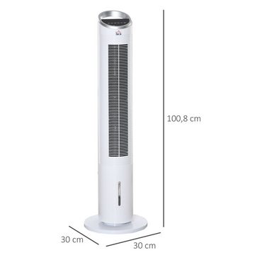 HOMCOM Standventilator Turmventilator mit Wasserkühlung und Fernbedienung 3 Modi Weiß, 60 W