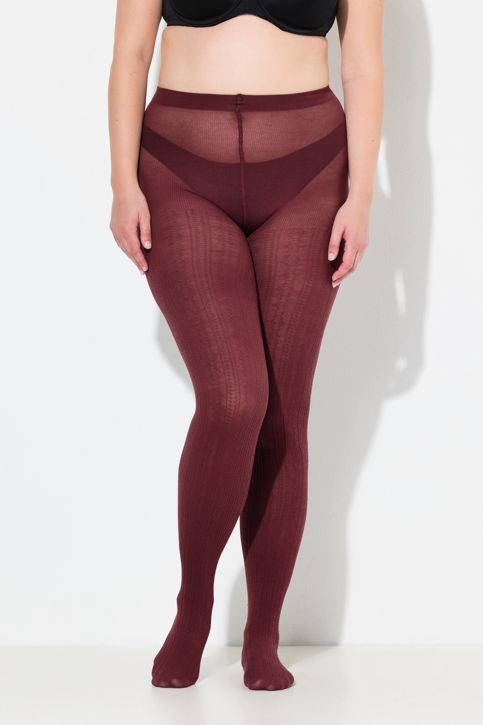 Ulla Popken Feinstrumpfhose Strick-Strumpfhose modisches Zopfmuster warm