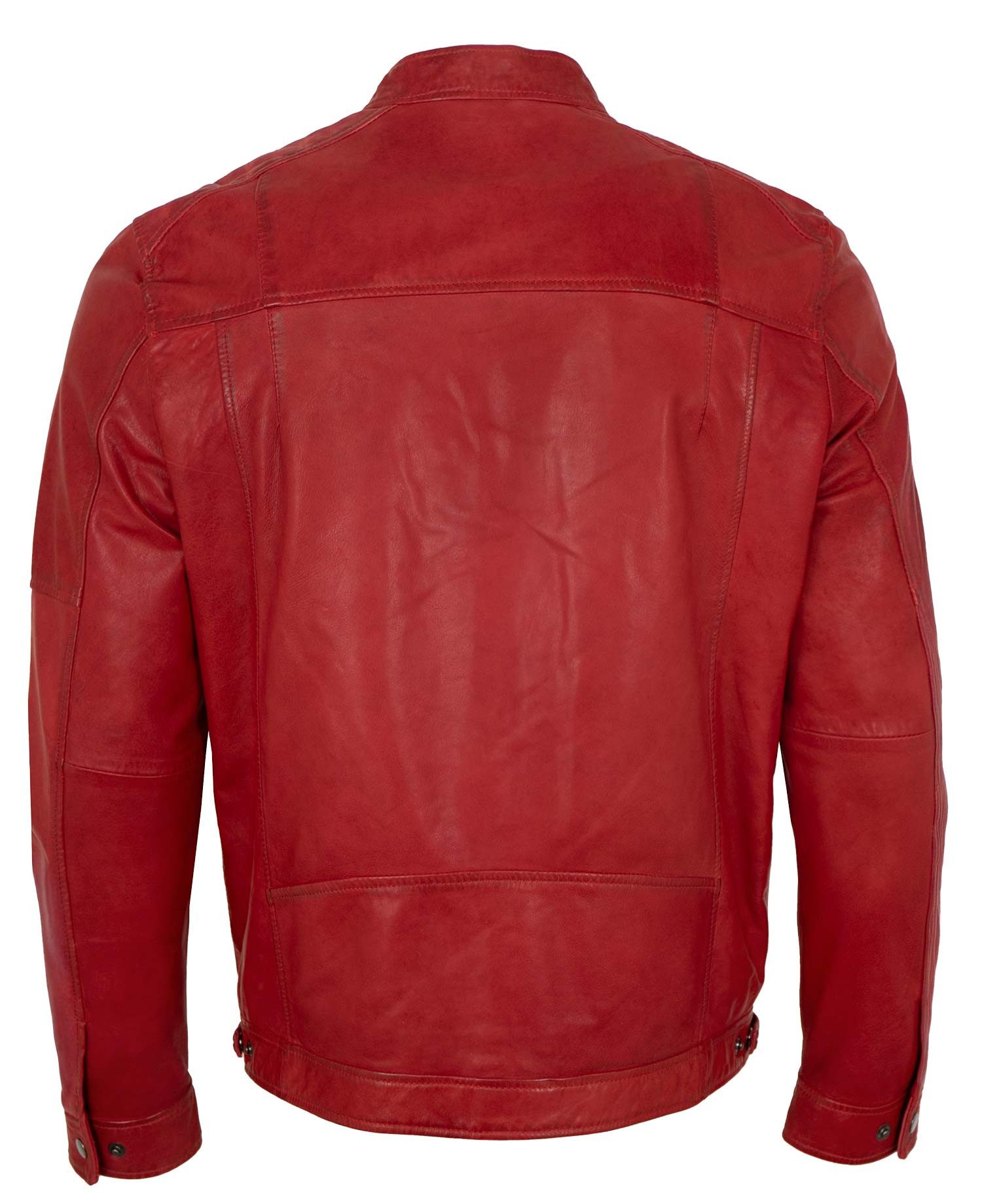 Maddox Lederjacke Mason MADDOX - Herren Lederjacke Lammnappa oxblood rot