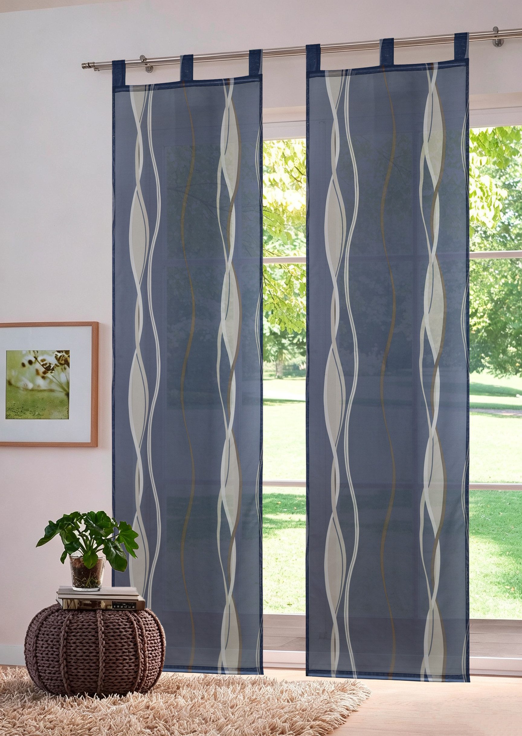 OTTO home Schiebegardine Dimona (2 St), Schlaufen, transparent, Voile, 2er-Set, Fertiggardine, inkl. Beschwerungsstange, Wellen