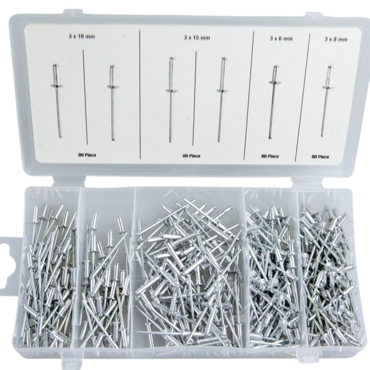 Benson Tools Niete Blindnieten 320tlg. Sortiment Alu/Stahl Popnieten Flachrundkopf Nieten, gehärtet
