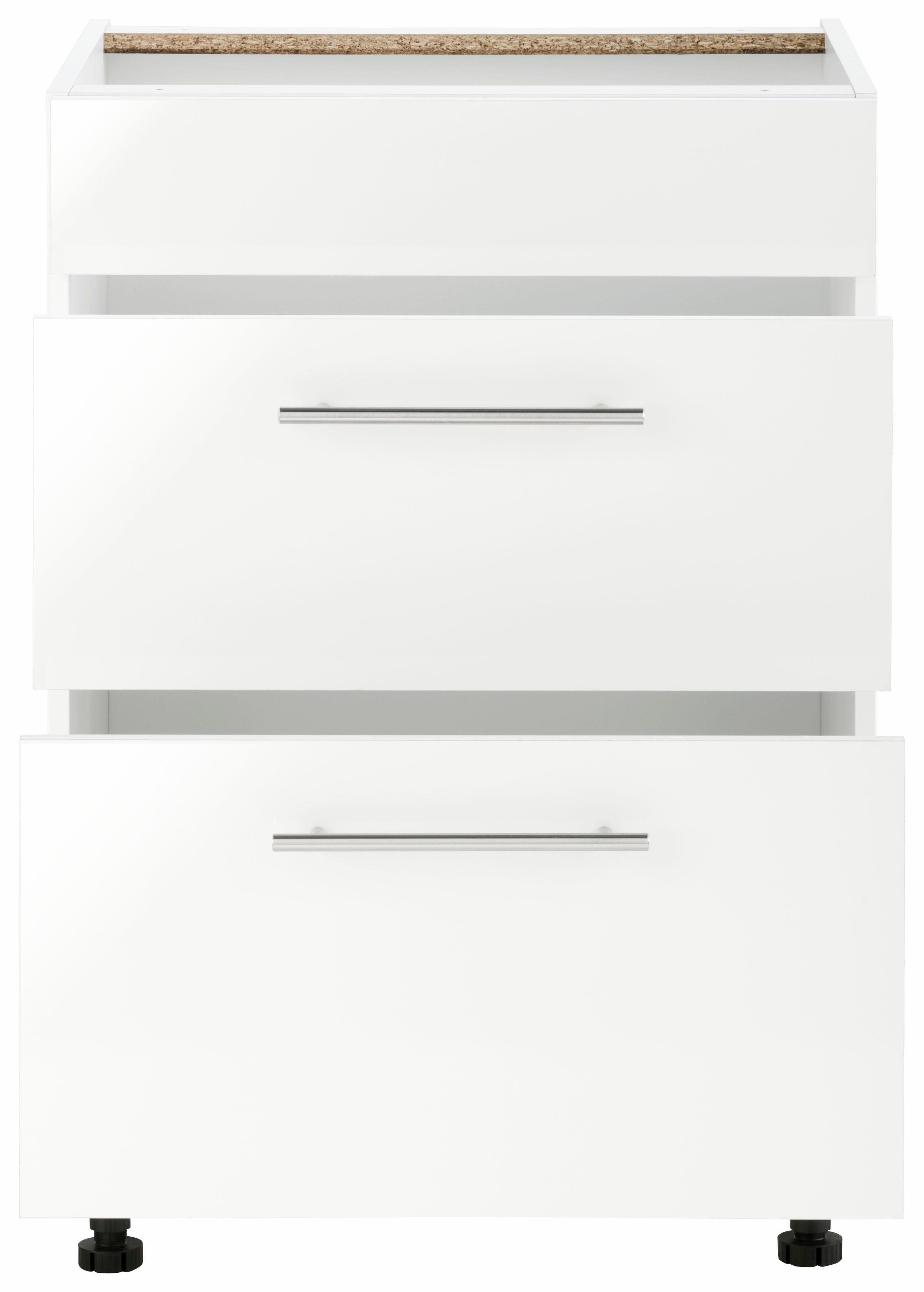 wiho Küchen Soft-Close-Funktion weiß Kochfeldumbauschrank mit Ela cm 60 Glanz breit