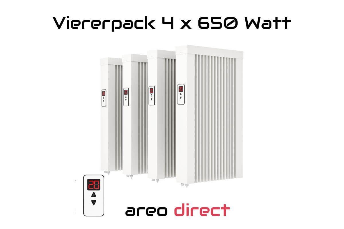 eVARMO Elektro-Heizkörper Paketset Flächenspeicherheizung areo direct 650, Digitales Thermostat mit 2 Knöpfen