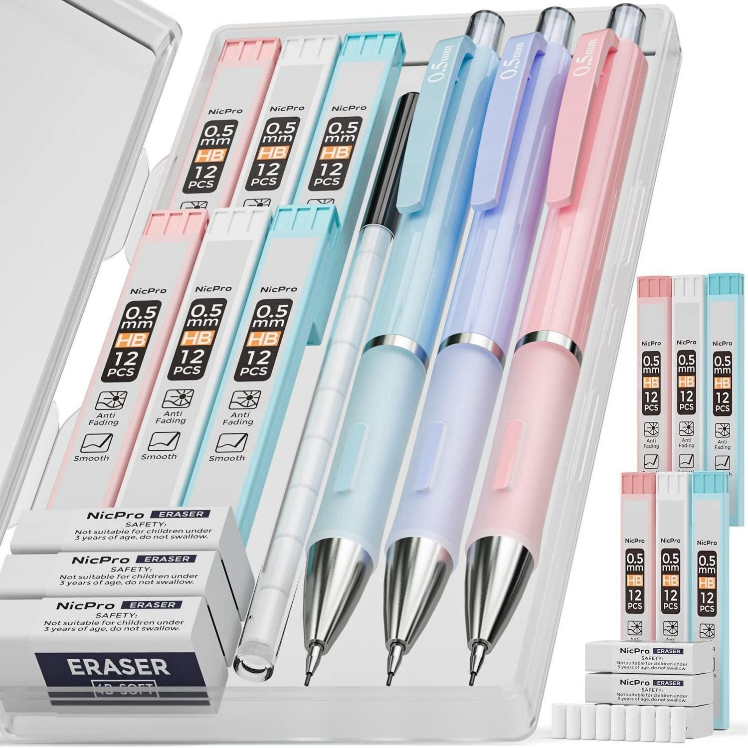 LuxusKollektion Druckbleistift Druckbleistift Set Pastell 0,5mm 3er-Pack