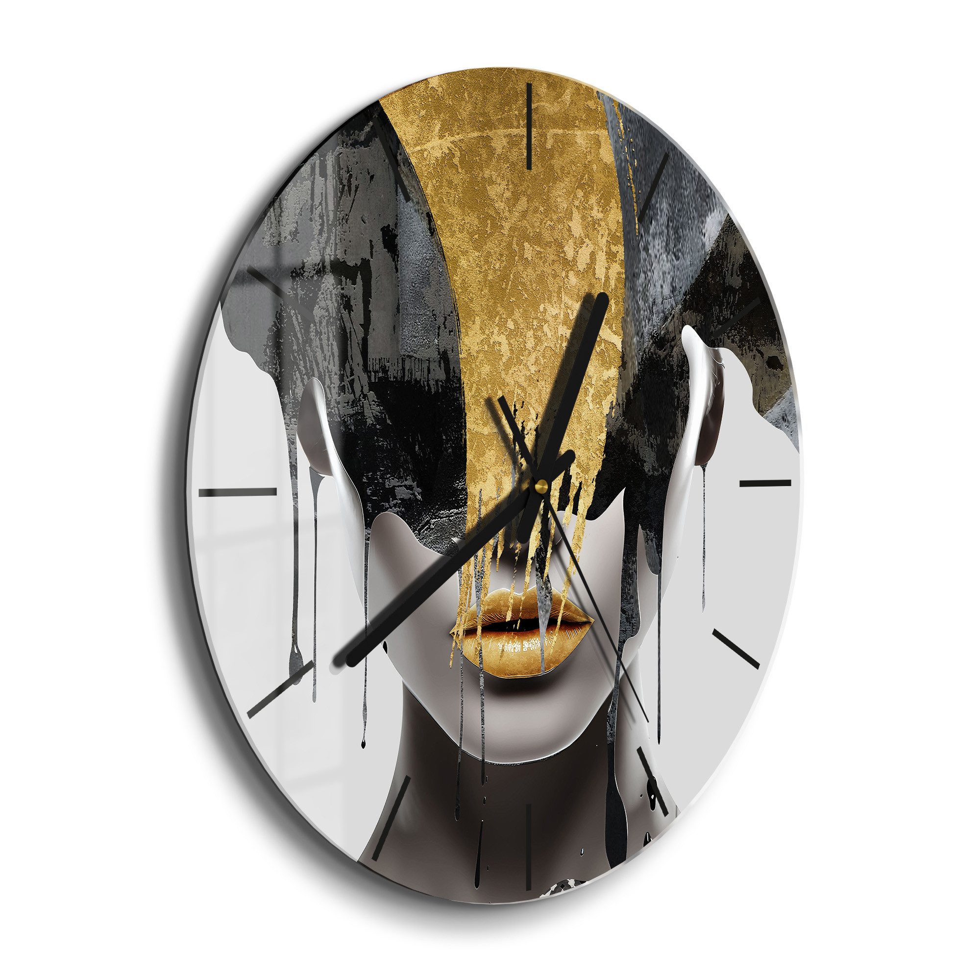 DEQORI Wanduhr 'Goldener Schimmer' (Glas Glasuhr günstig online kaufen