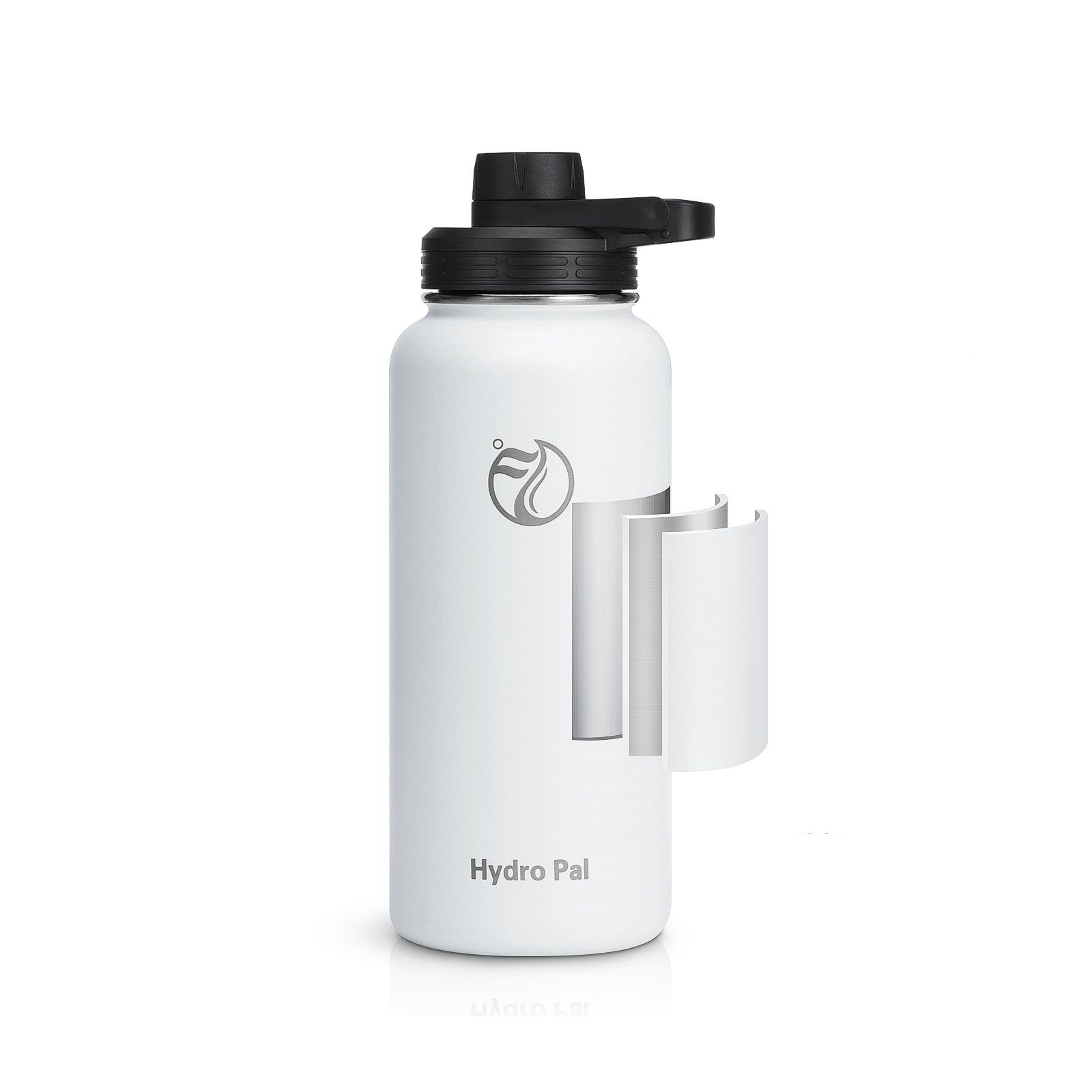 Thermosflasche OKWISH Isolierflasche 1 Kohlensäure BPA-Frei Wasserflasche Isolierte Auslaufsicher 2 Weiß Liter Edelstahl, Trinkflasche 1L 2 Strohhalm geeignet Deckel