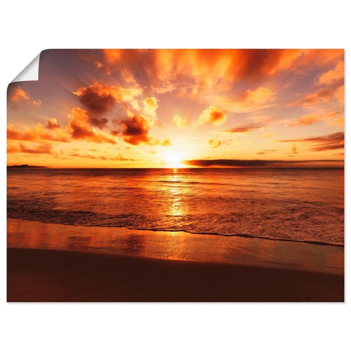 Artland Wandbild Schöner Sonnenuntergang Strand Gewässer (1 St) als Alubild Leinwandbild Wandaufkleber oder Poster in versch. Größen