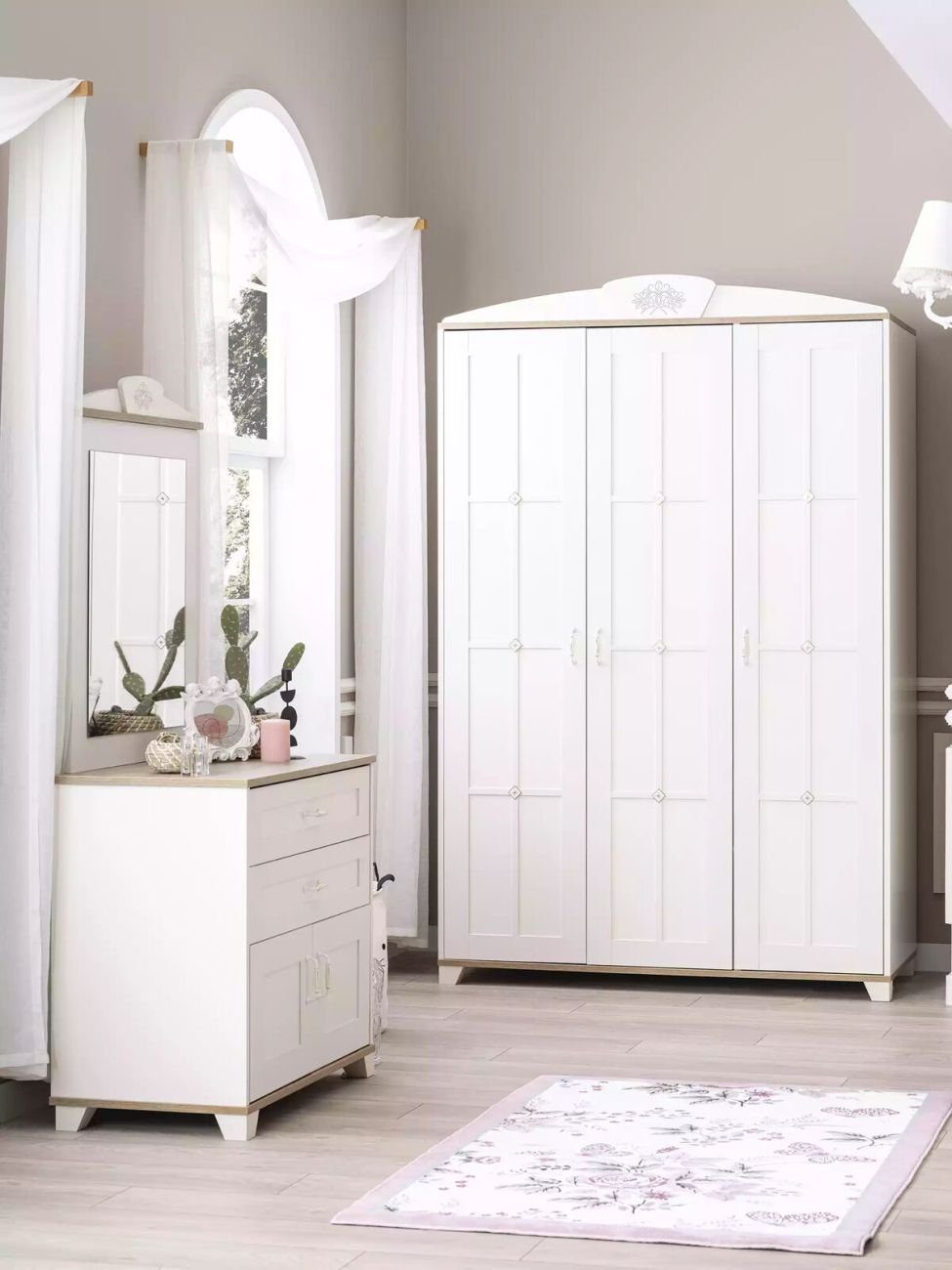 Tür Weiß 1x Schrank Design Möbel (1-St., 3 in Kleiderschrank Holzschrank Kleiderschrank) Holz Europa nur Made Kleiderschrank JVmoebel