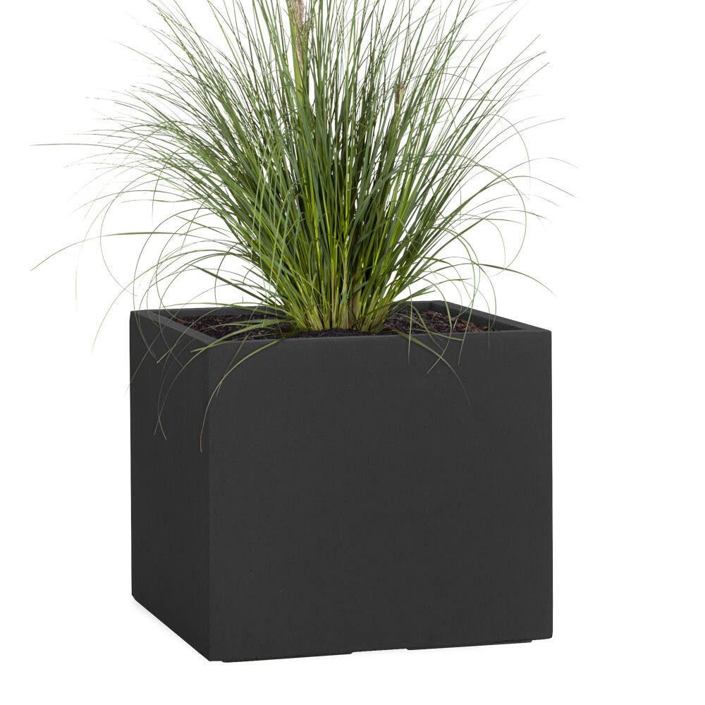Pflanzwerk® Pflanzkübel CUBE Premium Fiberglas Blumenkübel Frostbeständig mit Lotus-Effekt, Lotus-Effekt - Handgefertigt - Eckig - Frostbeständig
