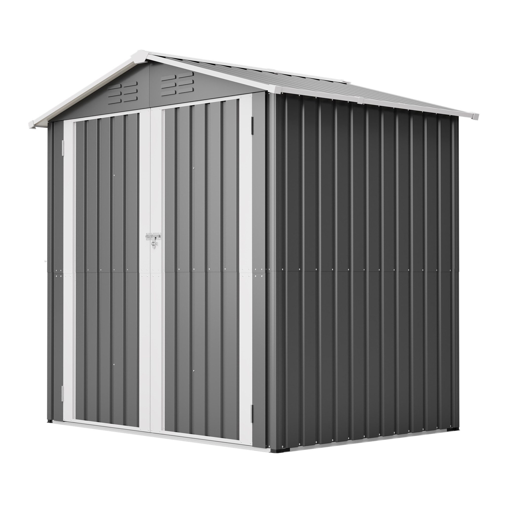 Rolipo Gerätehaus Metall-Geräteschuppen mit Belüftungslöchern & abschließbare Tür, BxT: 172.2x129.4 cm, 185,4x142,3x185cm, stabiler Aufbau, für Gartengeräte-Lagerung