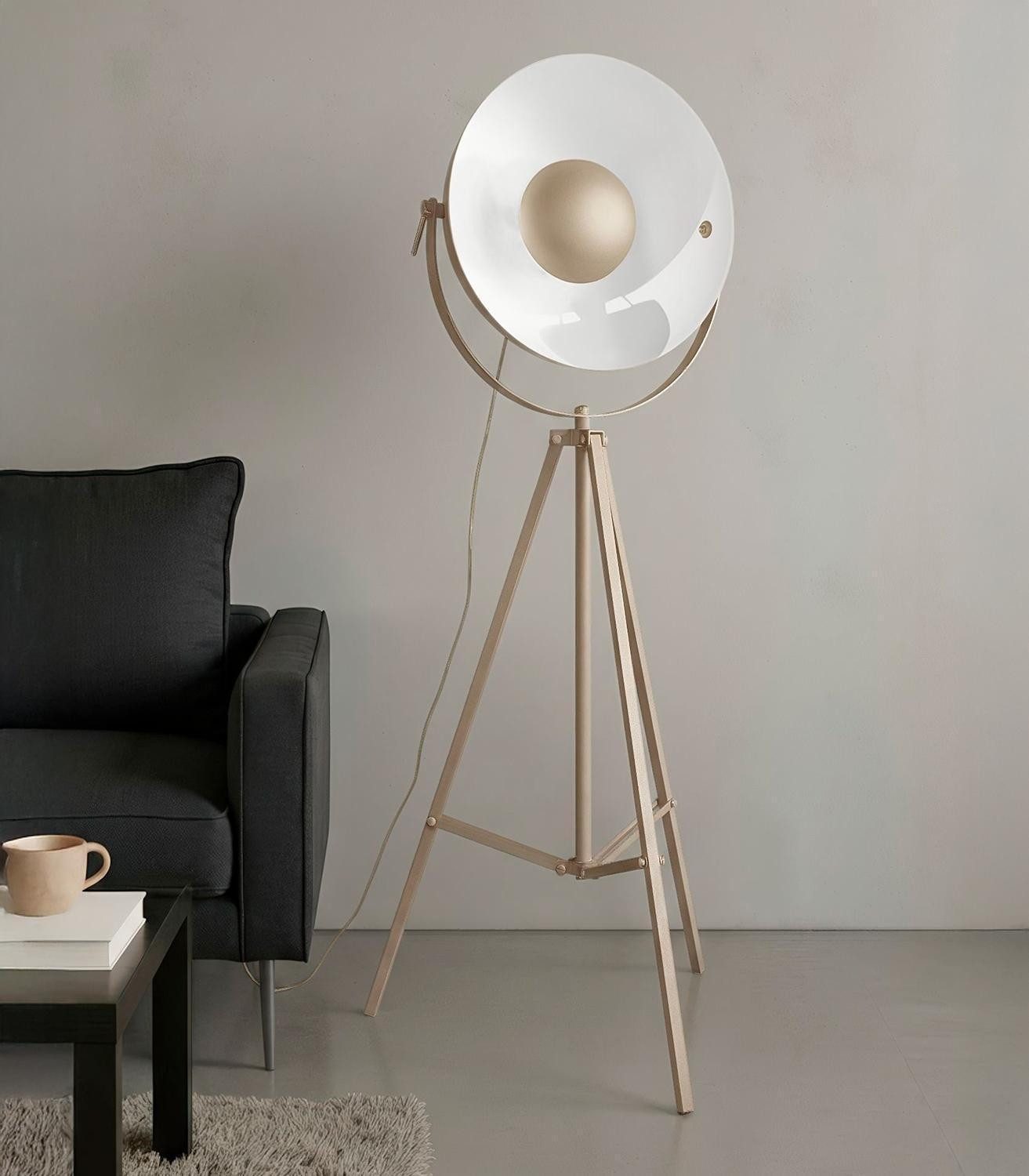 casa NOVA Stehlampe FAME, Sandgrau, Weiß, Metall, Verstellbar, ohne Leuchtmittel, B 51 x H 164 x T 51 cm