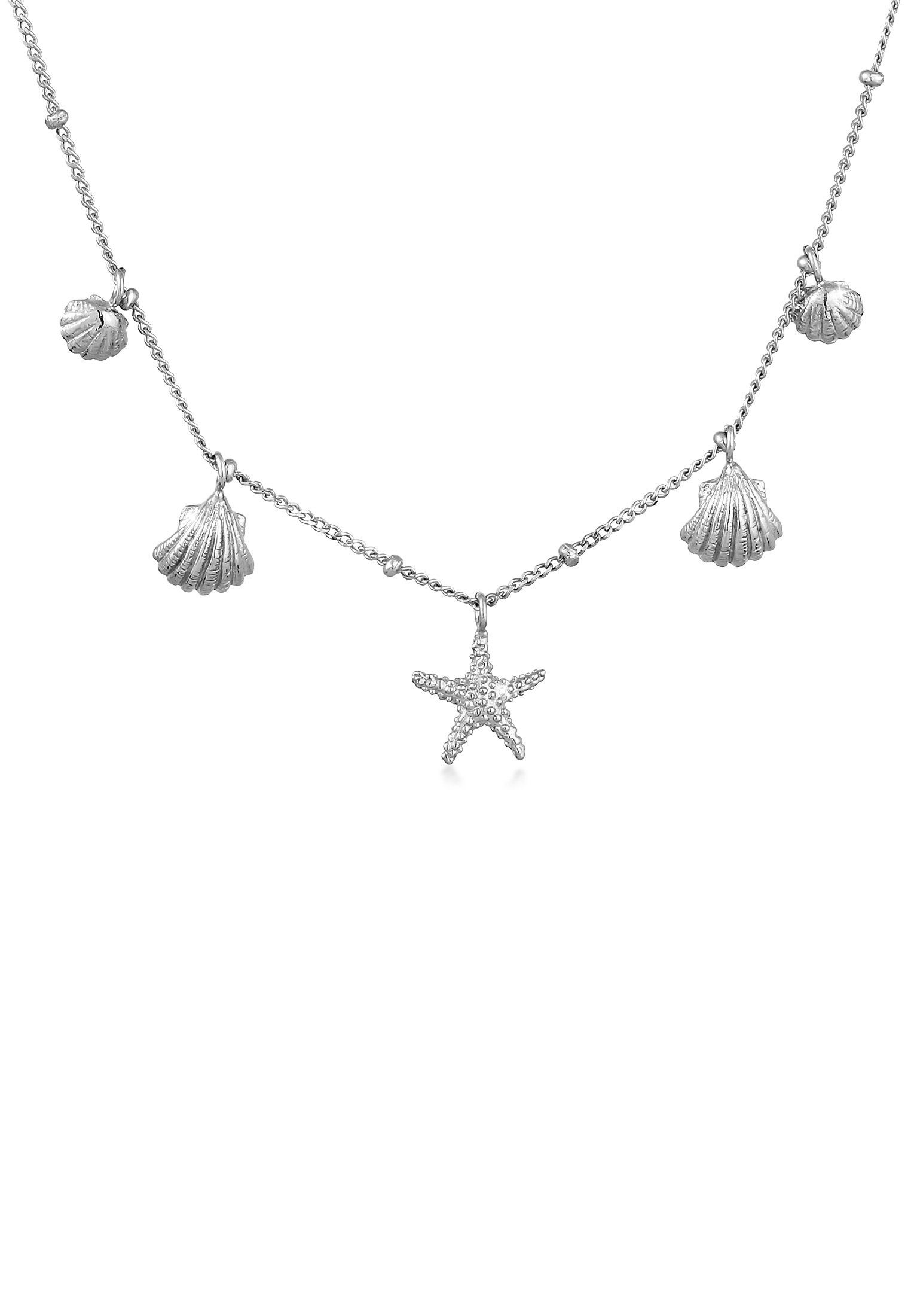 Elli Kette mit Anhänger Muscheln Seestern Maritim Sommer 925 Silber, Muschel