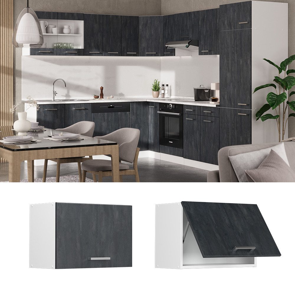 Vicco Hängeschrank R-Line, Schwarz Beton/Weiß, 60 günstig online kaufen