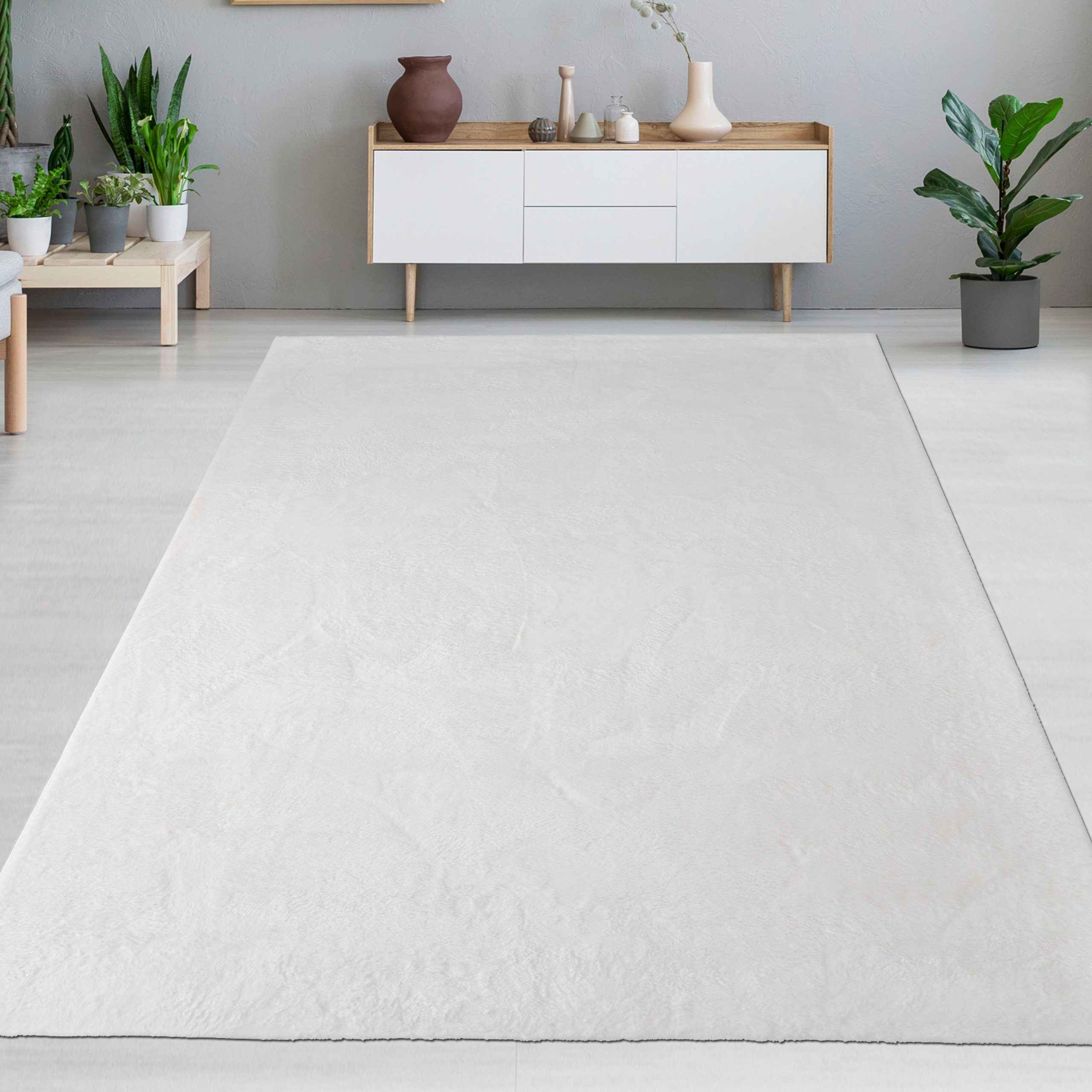 Carpetia Fellteppich Kunstfell Hasenfell-Optik, rechteckig, Höhe: 10 mm, seidig weich & flauschig mit dichter Kurzflorstruktur